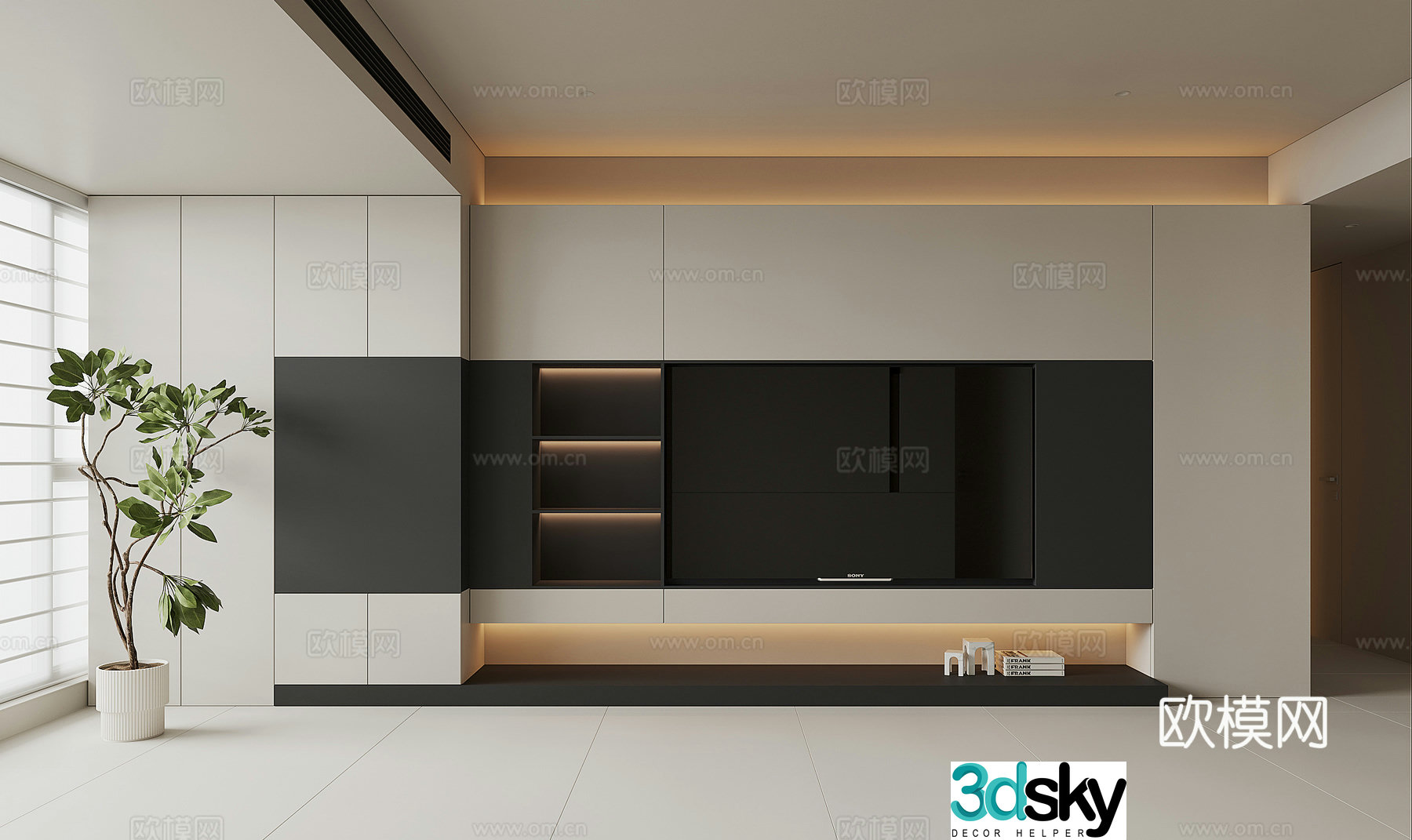 Modern TV background wall 3d model