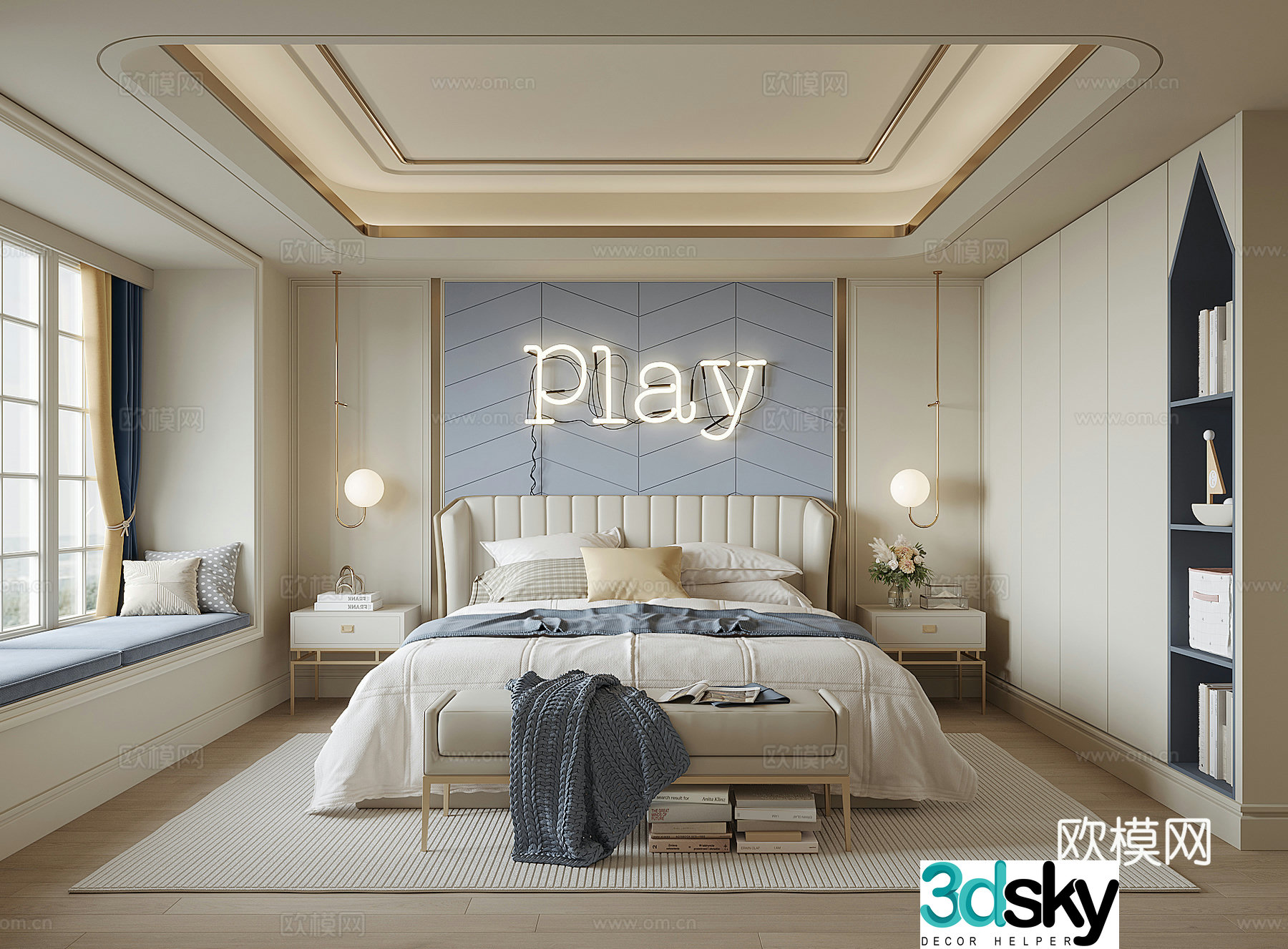 Modern boy room 3d model