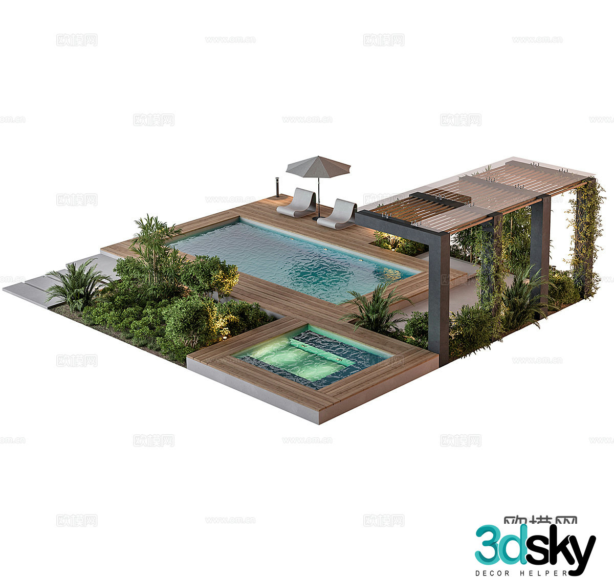 Courtyard swimming pool outdoor swimming pool villa swimming pool swimming pool outdoor 3D model