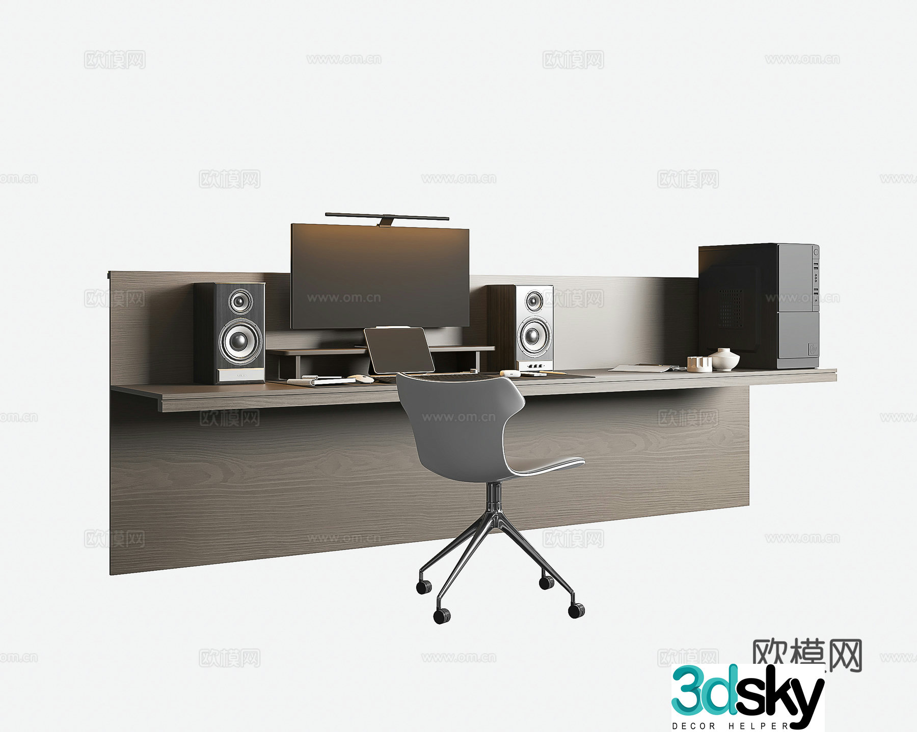Desk and chairs Computer desk and chairs E-sports desk and chairs Computer monitor host 3D model