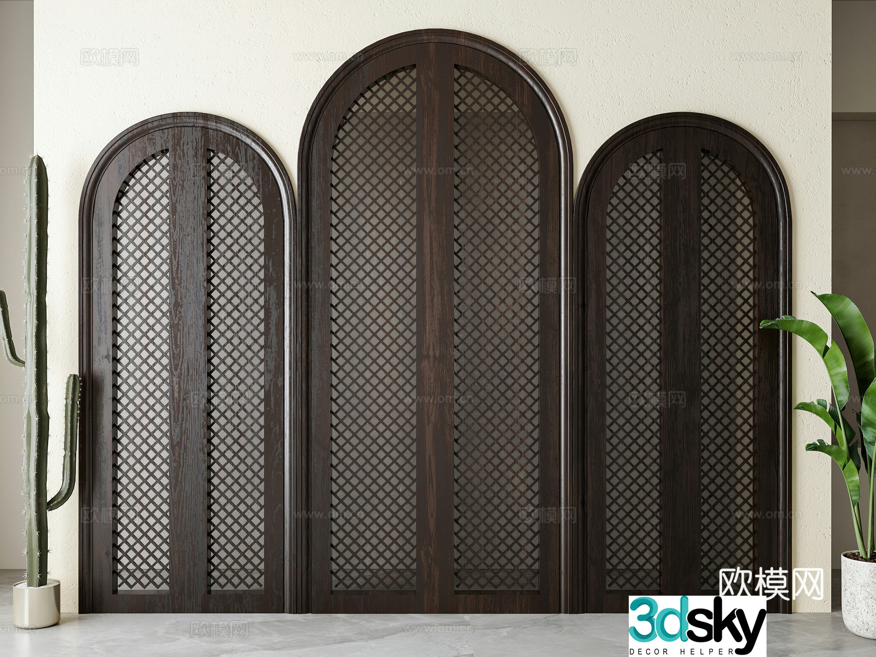 American floor-to-ceiling windows 3D model