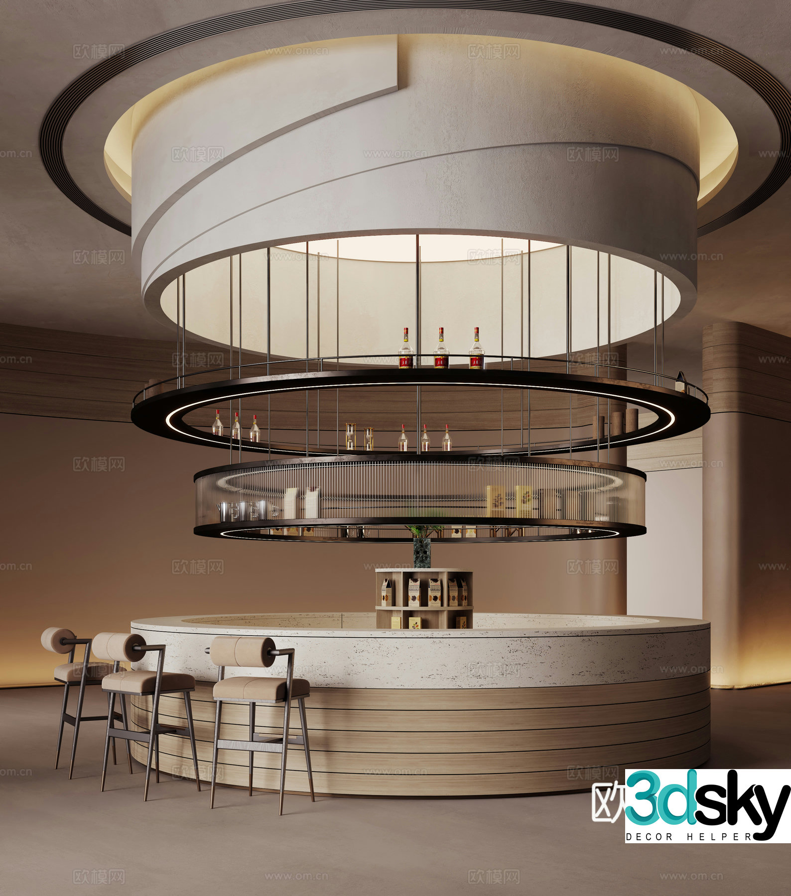 Modern sales office water bar coffee area 3d model