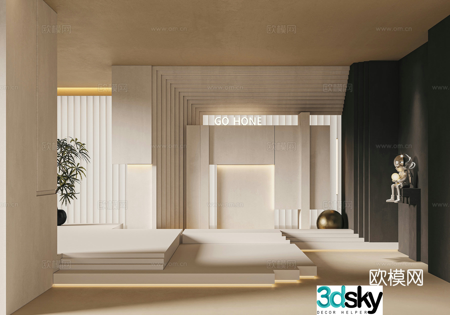 Modern Scapa Micro Cement Background Wall 3D Model
