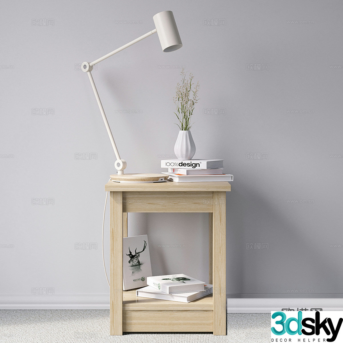 3d model of bedside table with lights