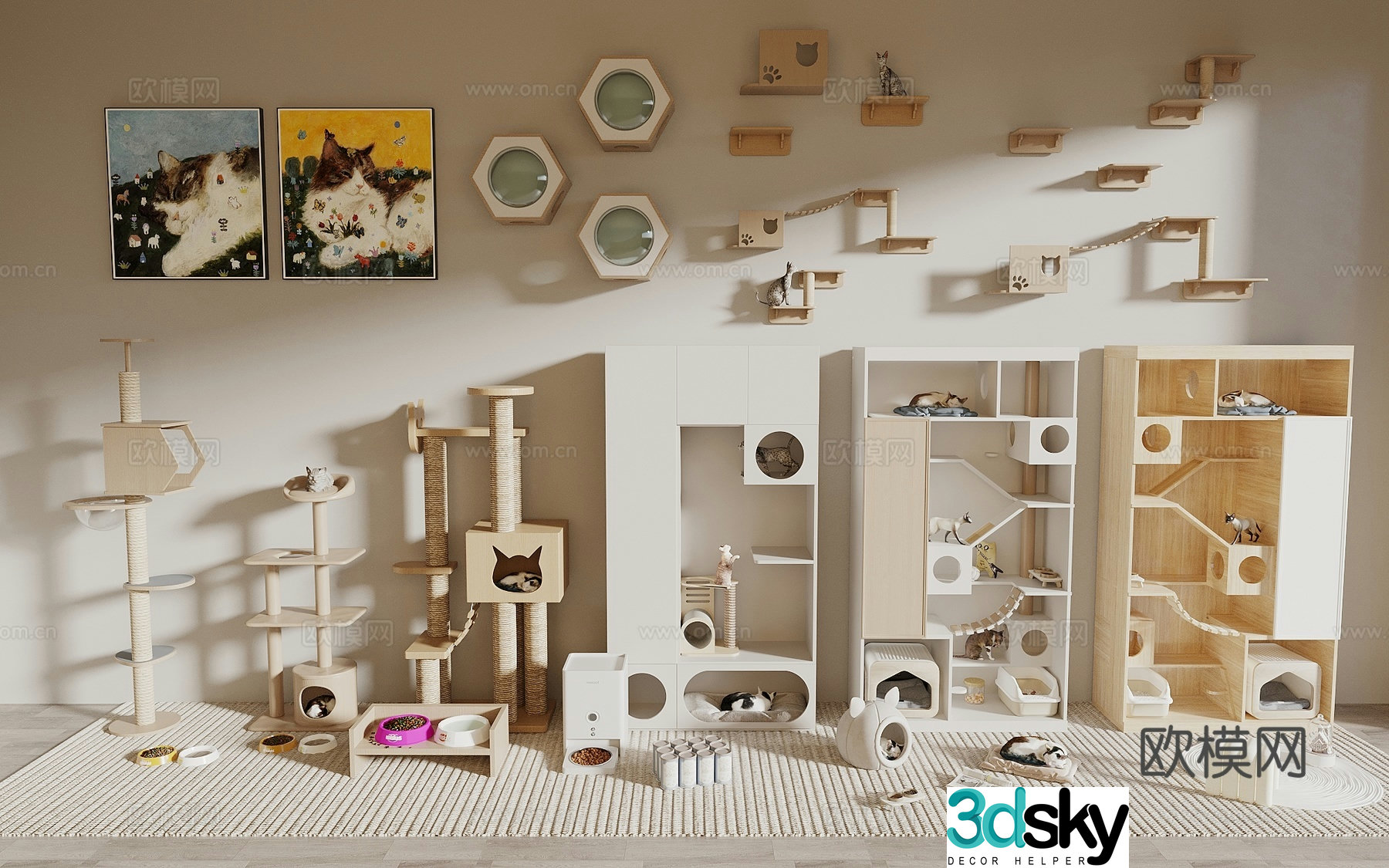 Cat climbing rack pet locker cat climbing rack cat nest pet supplies 3d model
