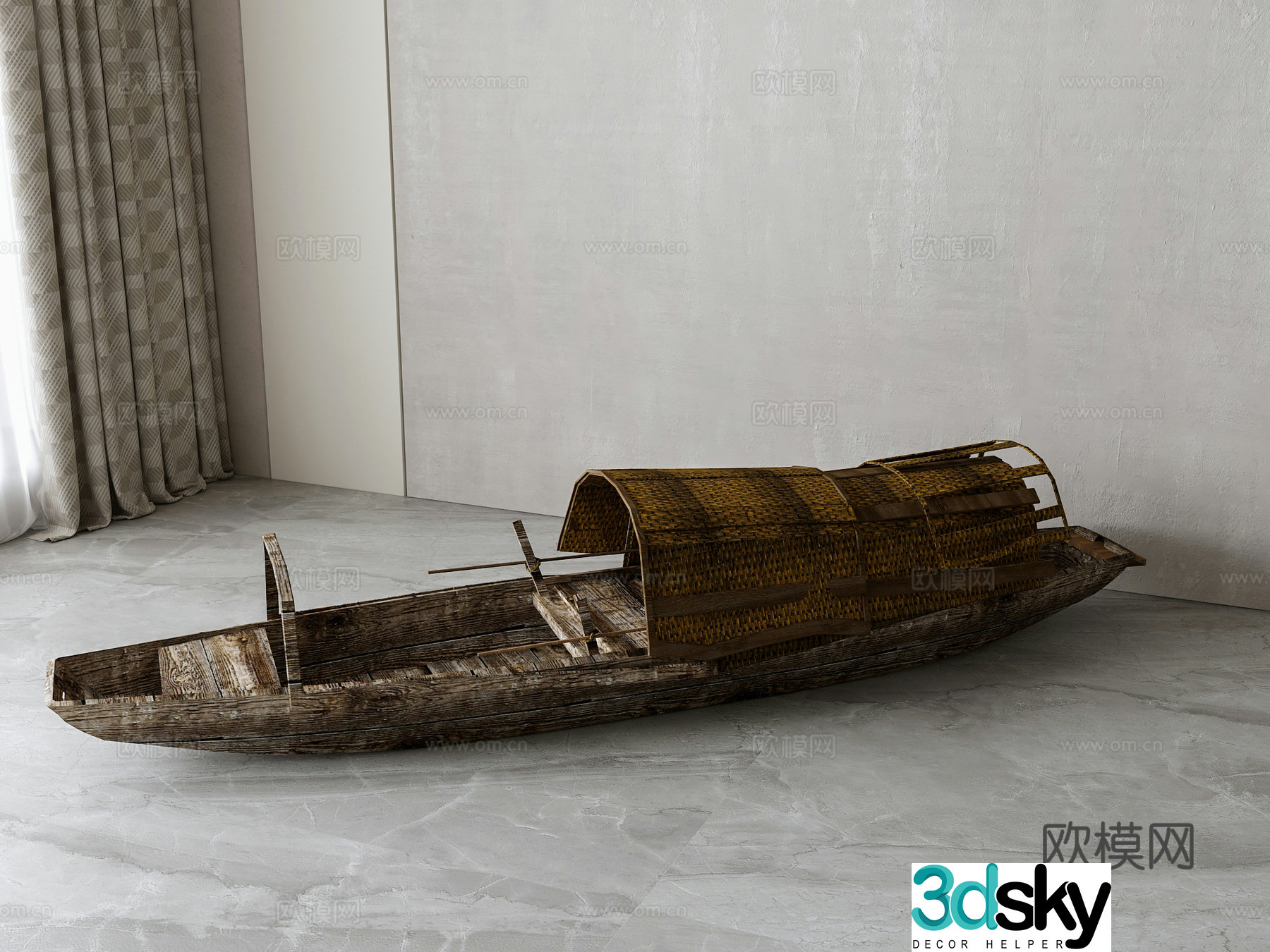 New Chinese wooden boat 3D model