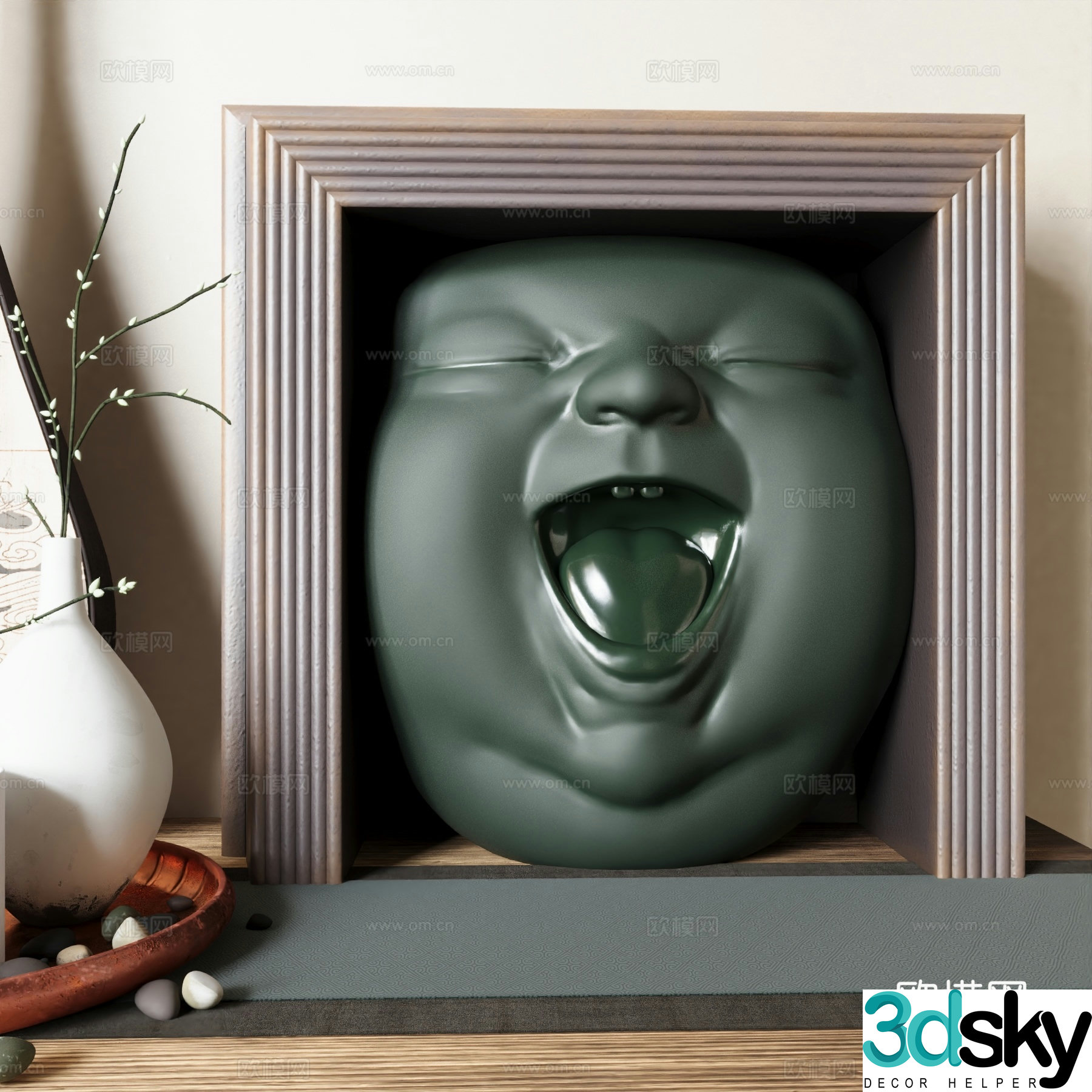 Modern sculpture ornaments Abstract sculpture Greedy pot 3d model