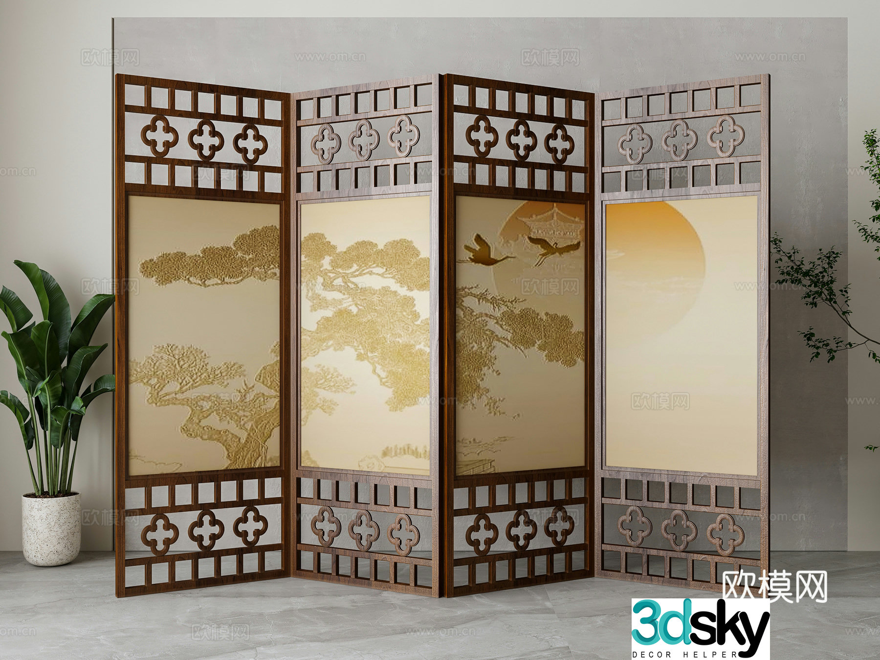 New Chinese screen 3D model