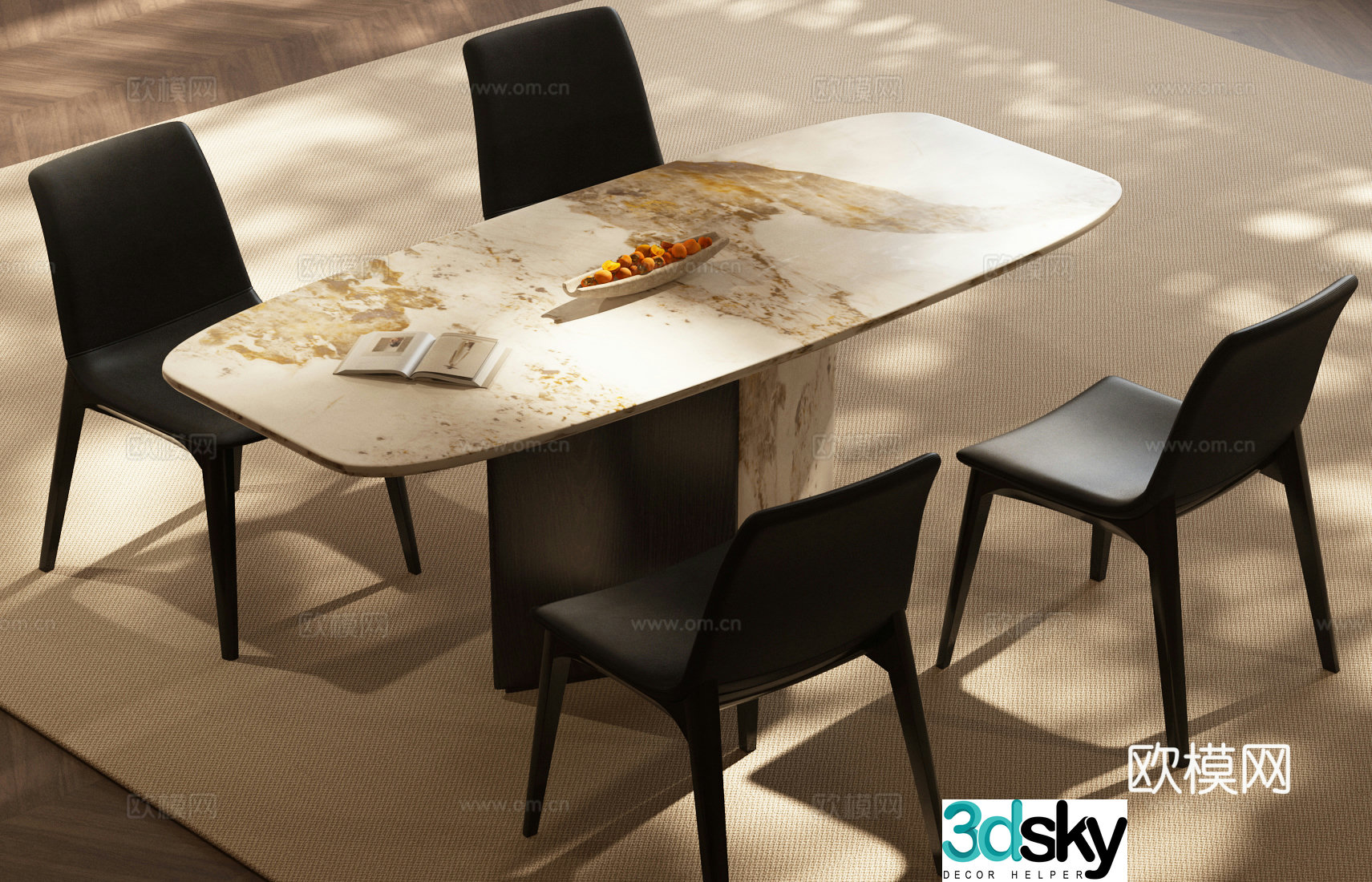Modern Italian dining table and chair combination Italian luxury dining table and chair combination Italian dining table and chair combination Modern 3D model