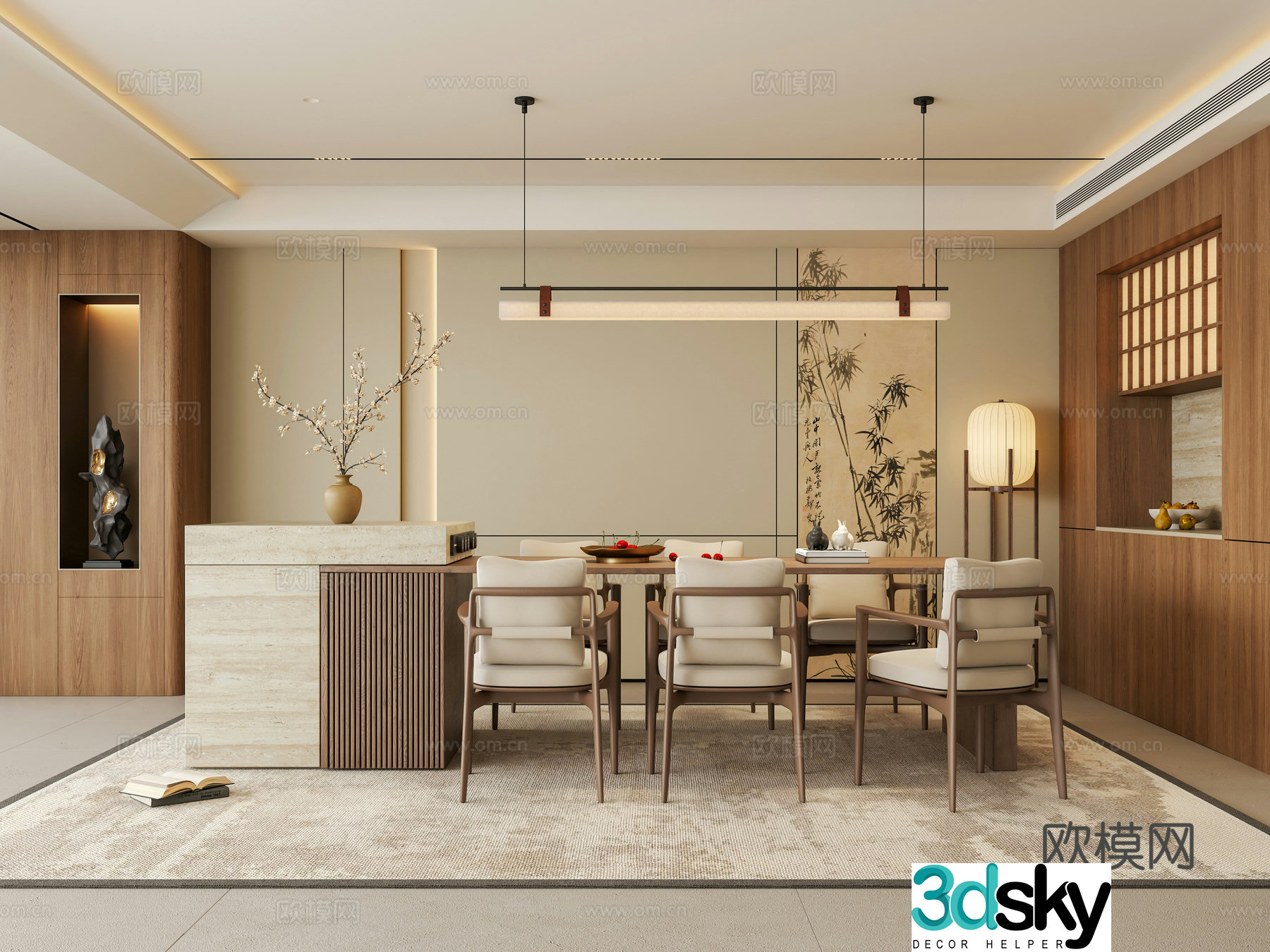 Zen New Chinese Home Restaurant 3D Model