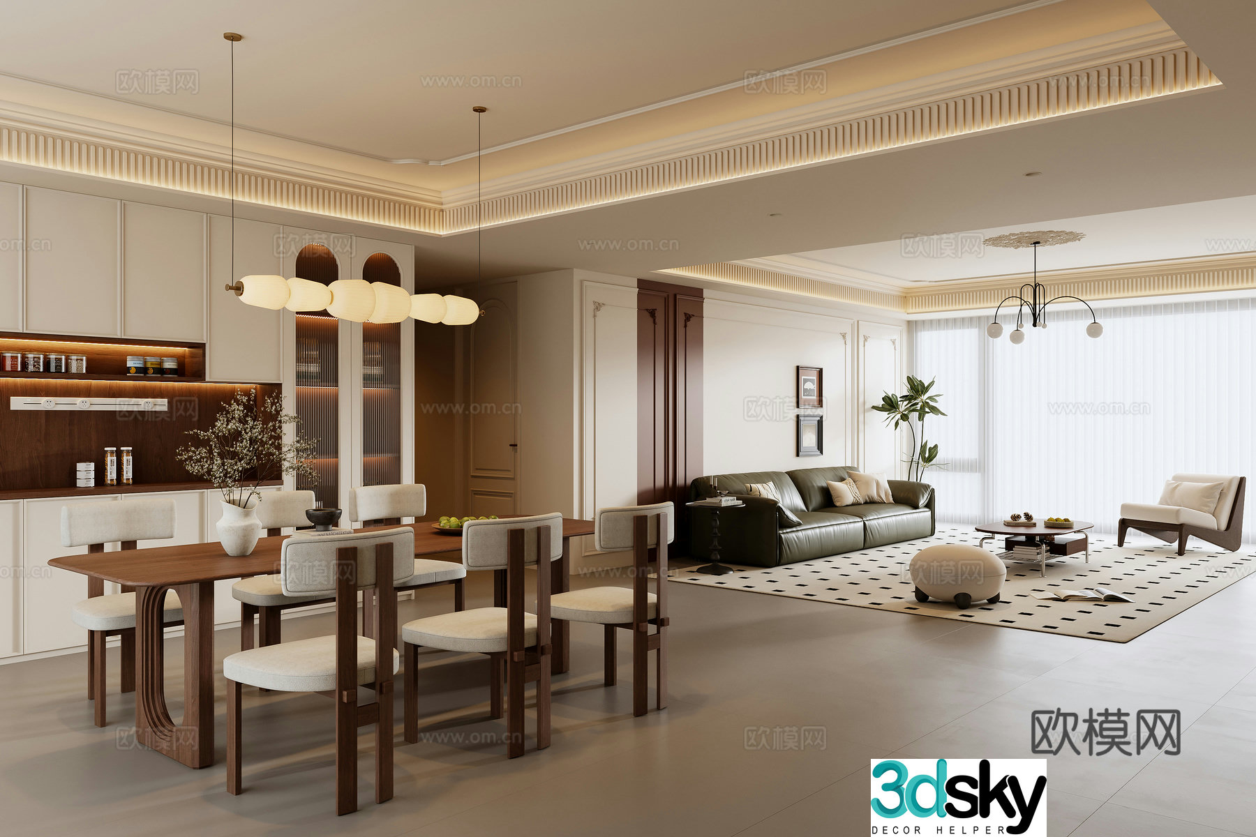 3D model of medieval style living room restaurant