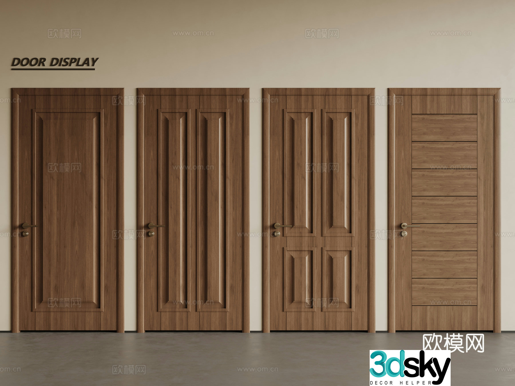 European single-opening door wooden door swing door single-opening door combination 3D model
