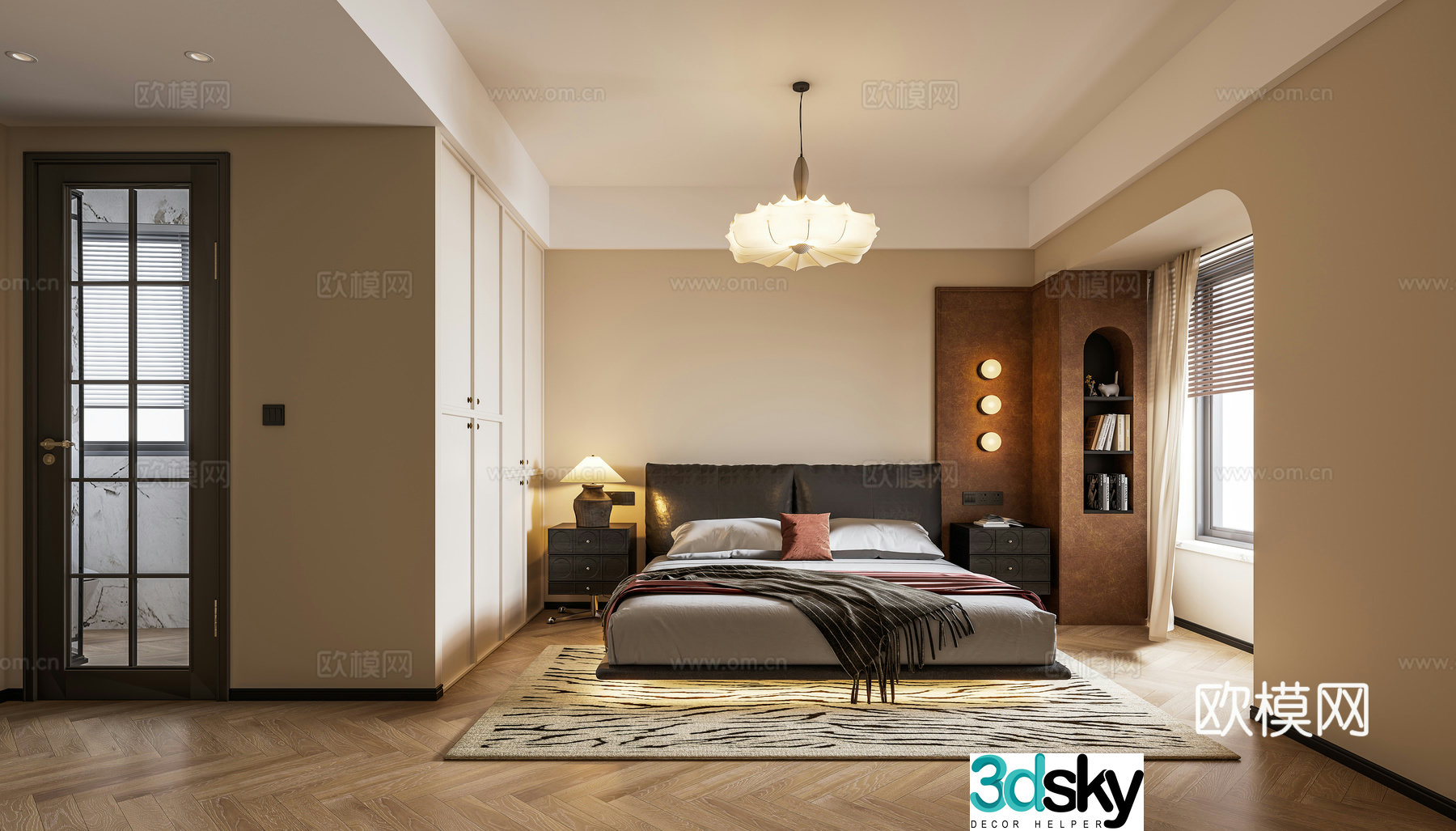 Middle style master bedroom 3d model