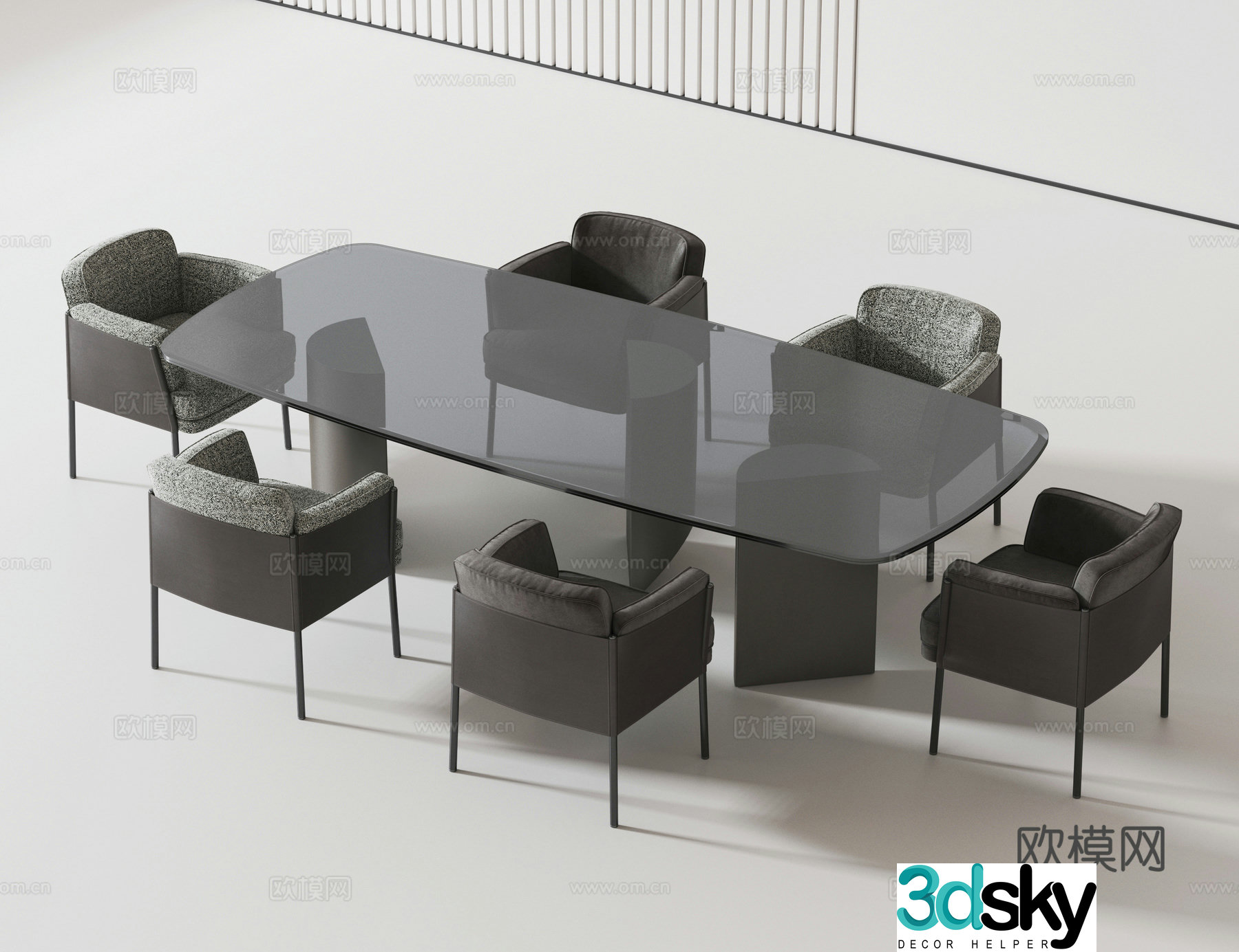 Modern dining table and chair 3d model