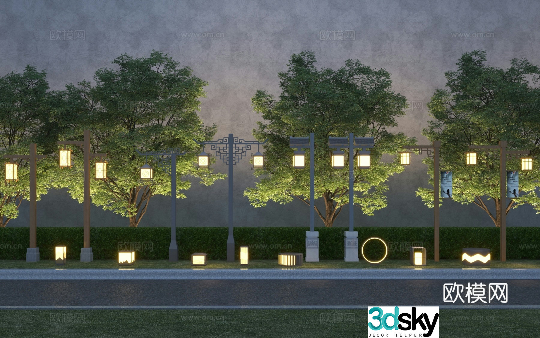 New Chinese-style landscape light street light 3d model