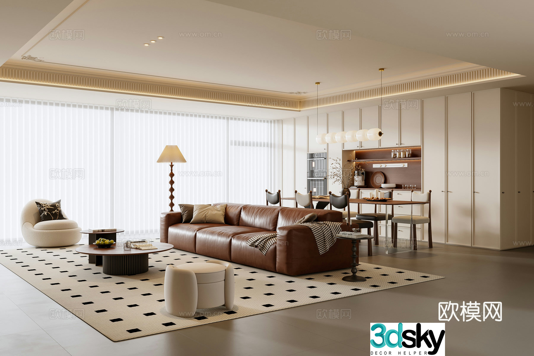 3D model of medieval style living room restaurant