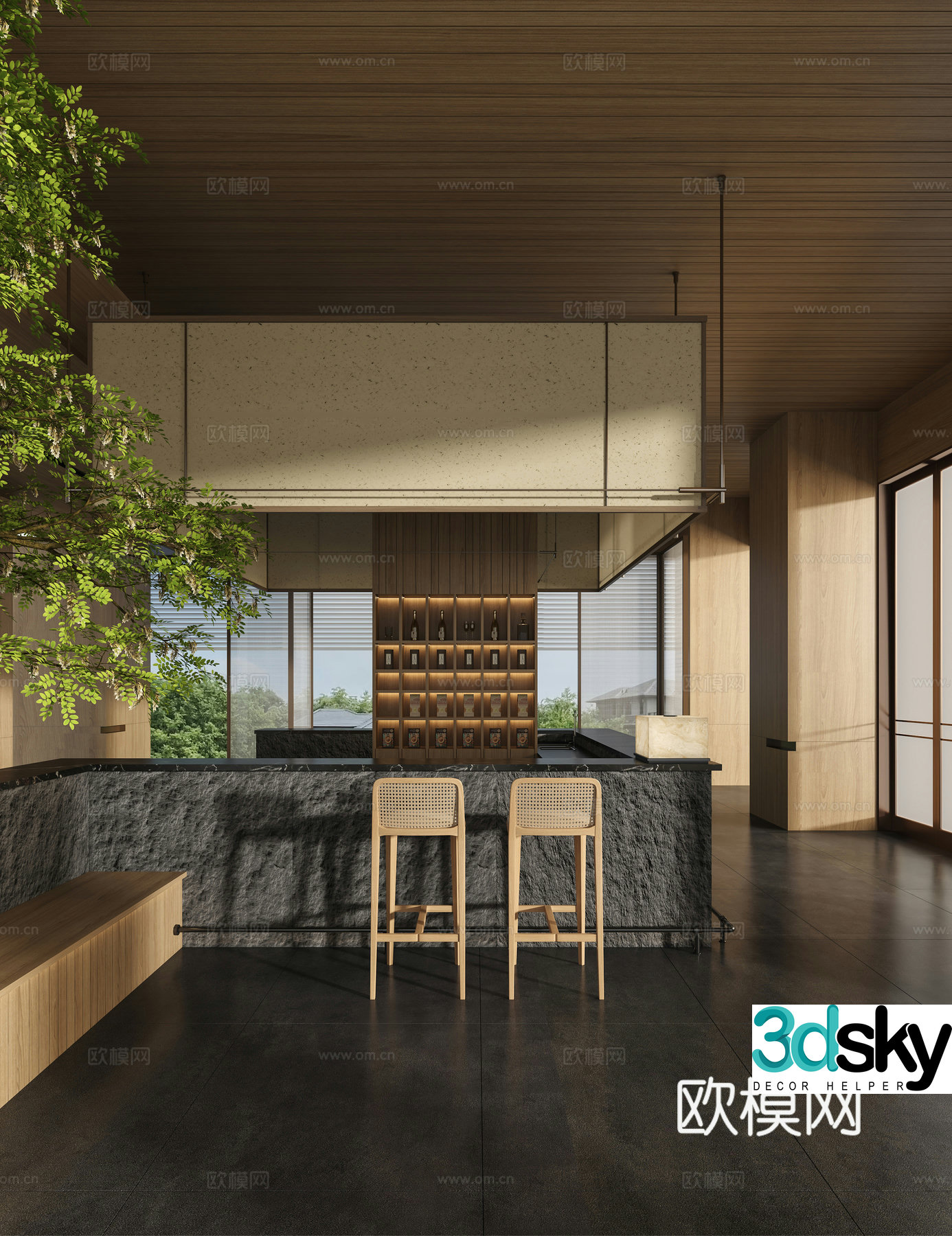 Modern water bar area coffee water bar 3D model