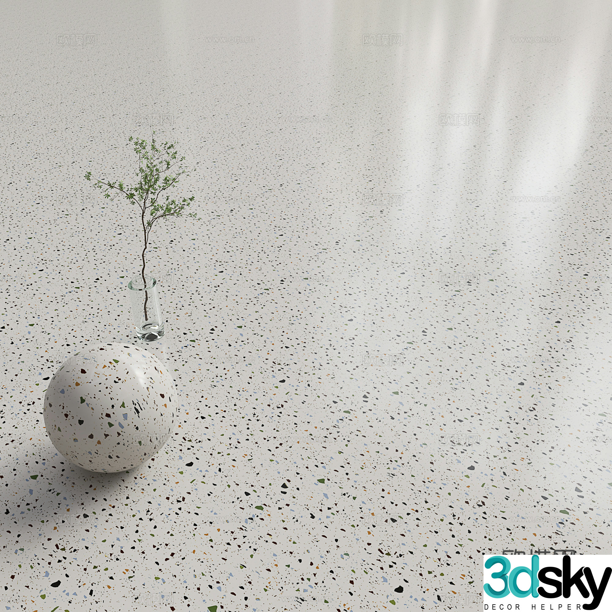 Modern terrazzo Modern artificial stone Quartz stone countertop Rubber floor Modern floor glue 3d model