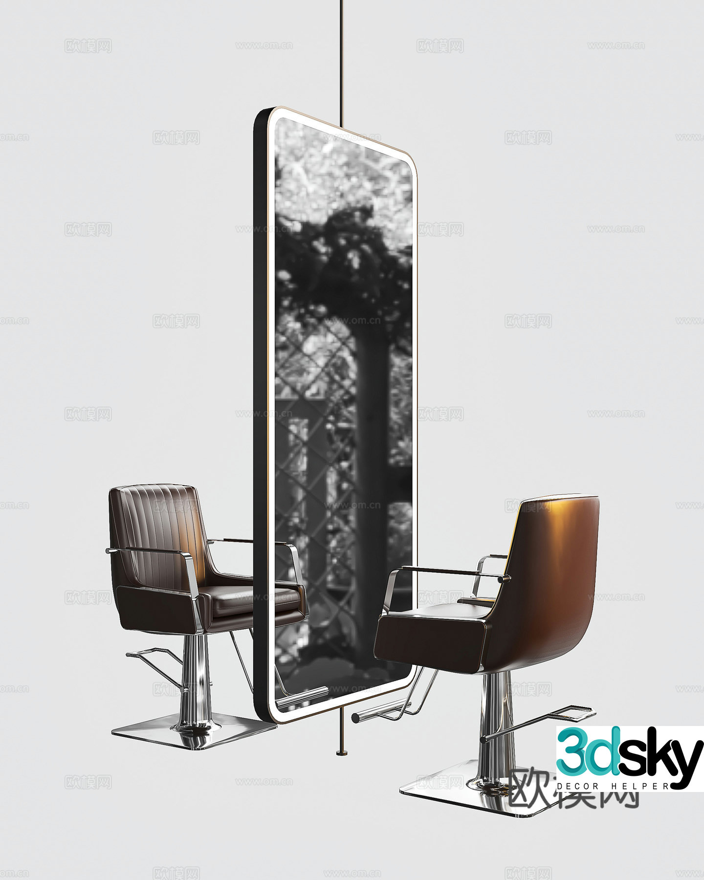 Barber chair hairdressing mirror swivel chair 3d model