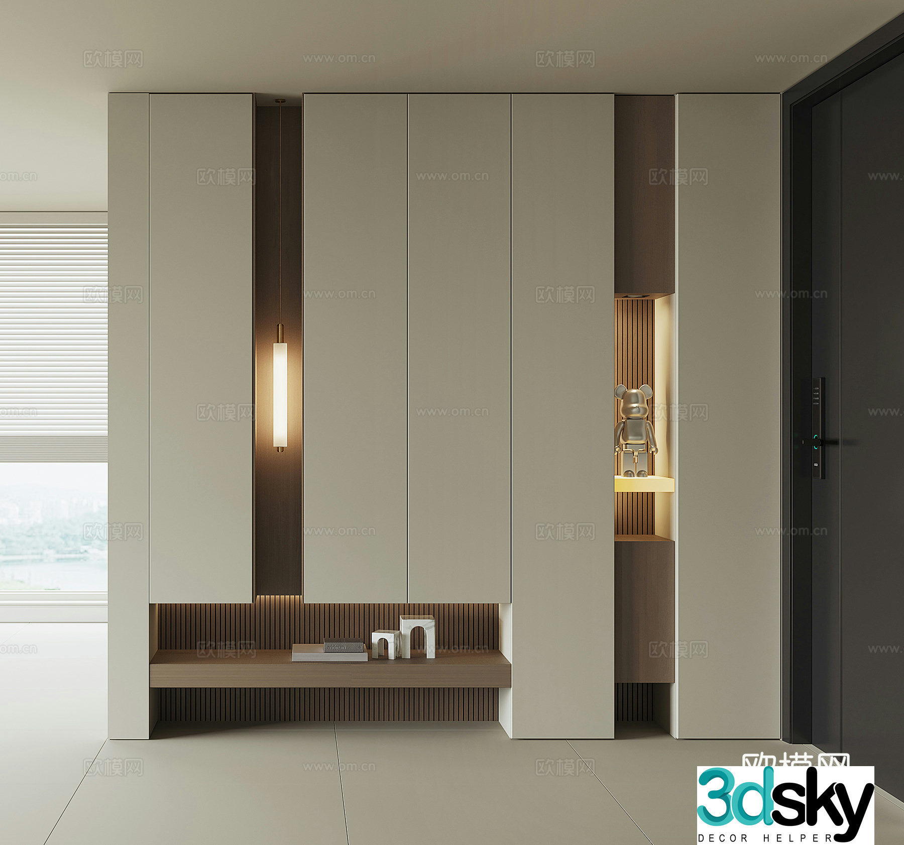 Modern home entrance shoe cabinet 3D model