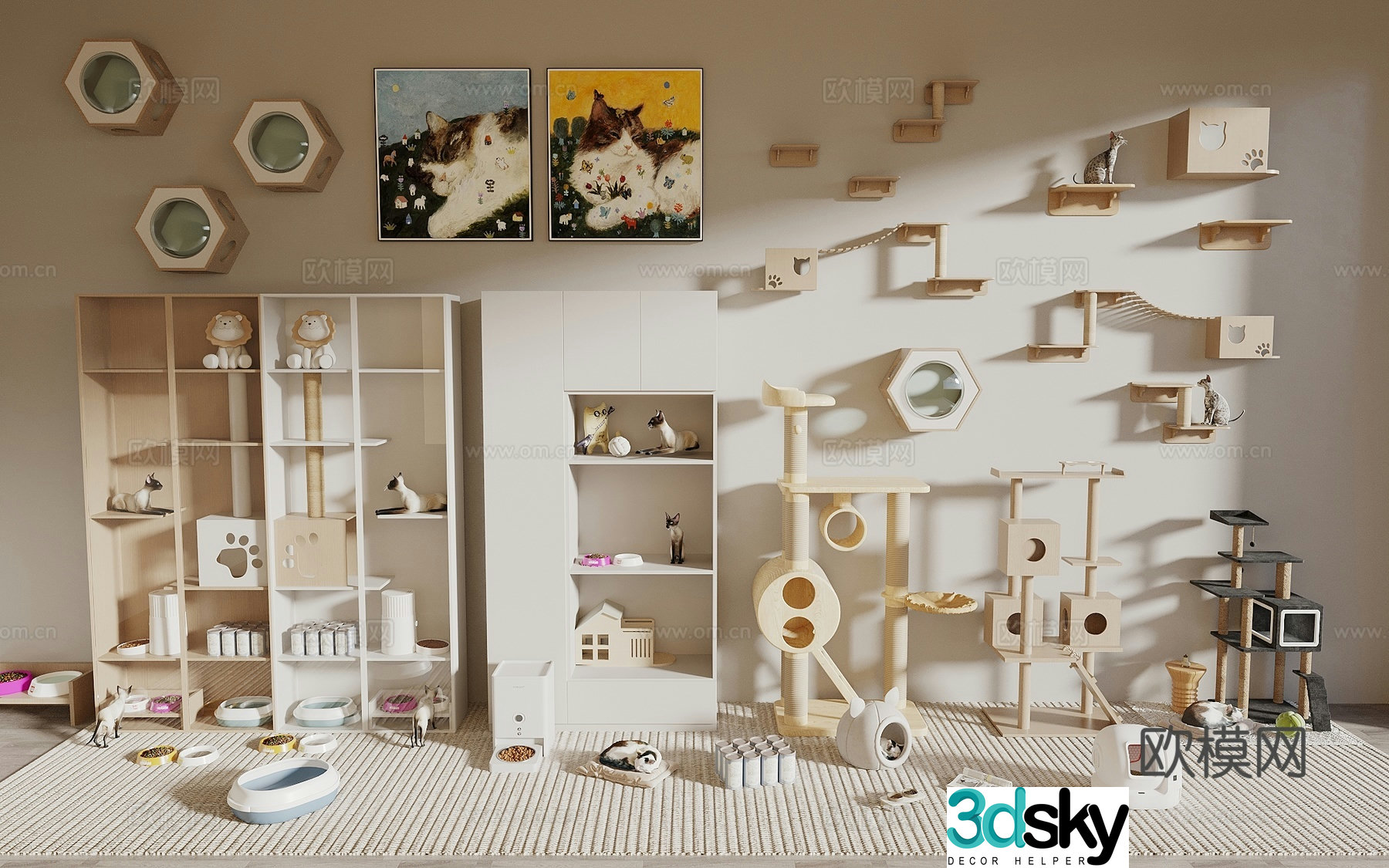 Cat climbing rack pet locker cat climbing rack cat nest pet supplies 3d model