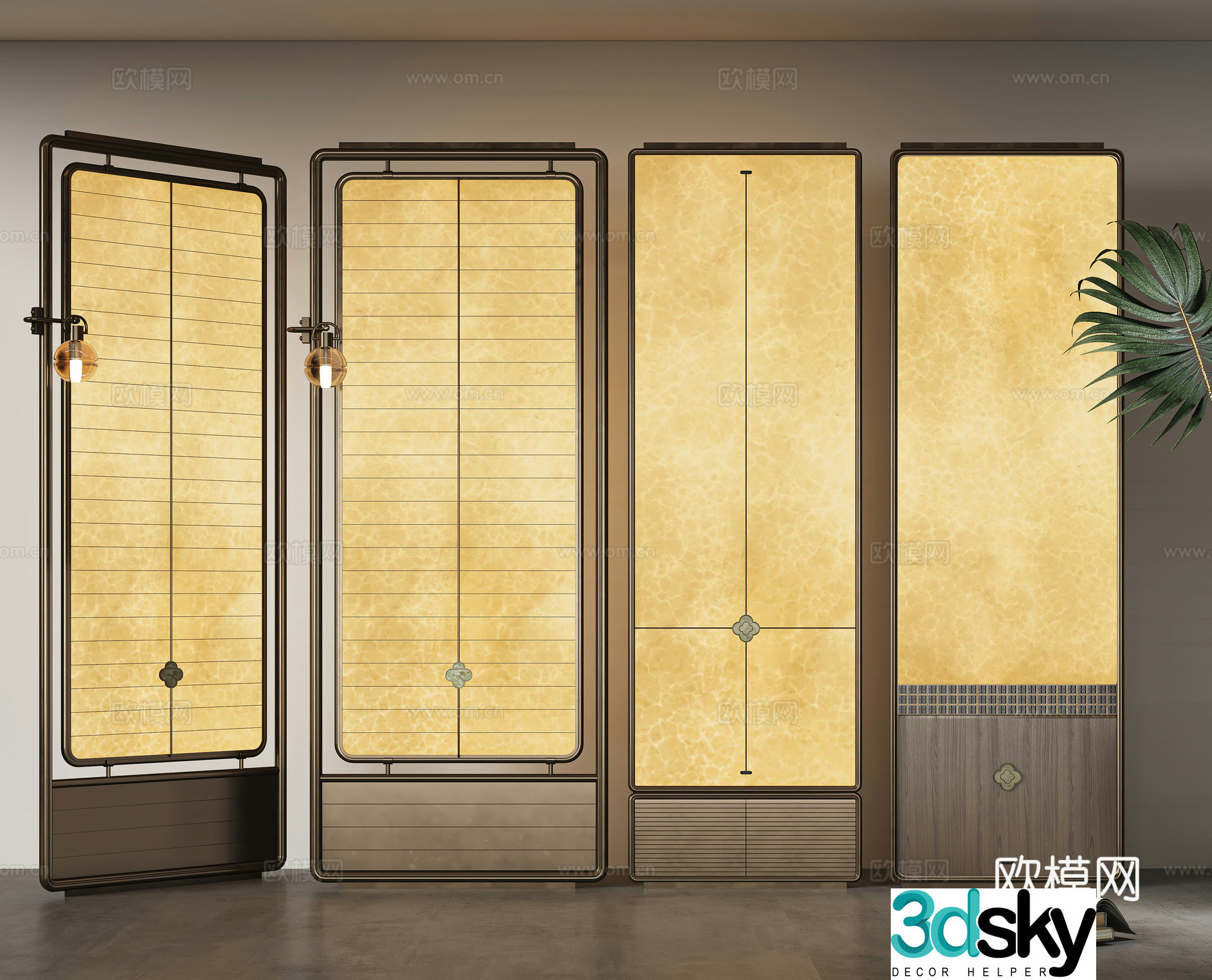 New Chinese translucent stone screen 3D model