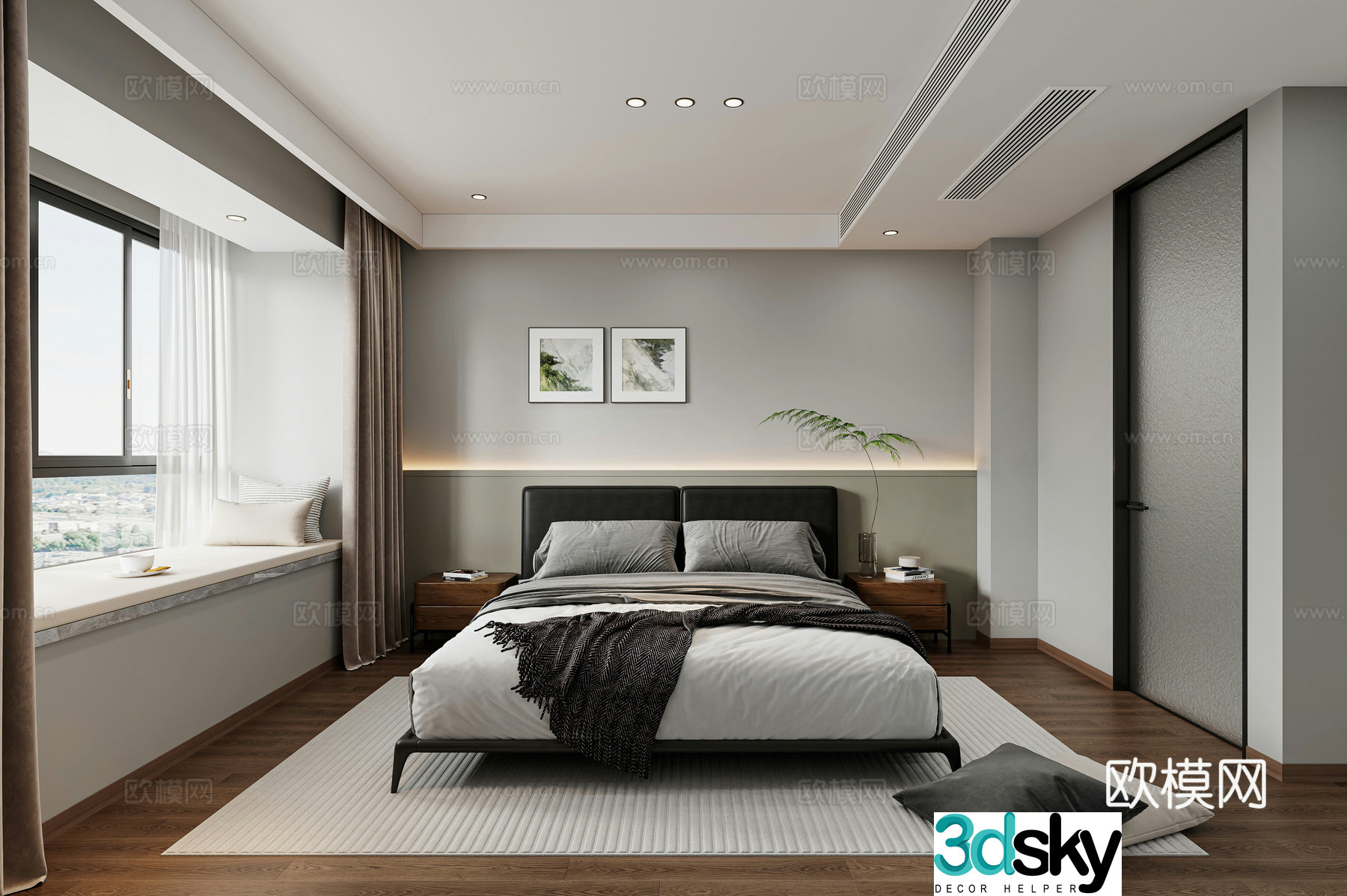 Italian bedroom modern bedroom simple bedroom master bedroom wardrobe dressing table 3d model