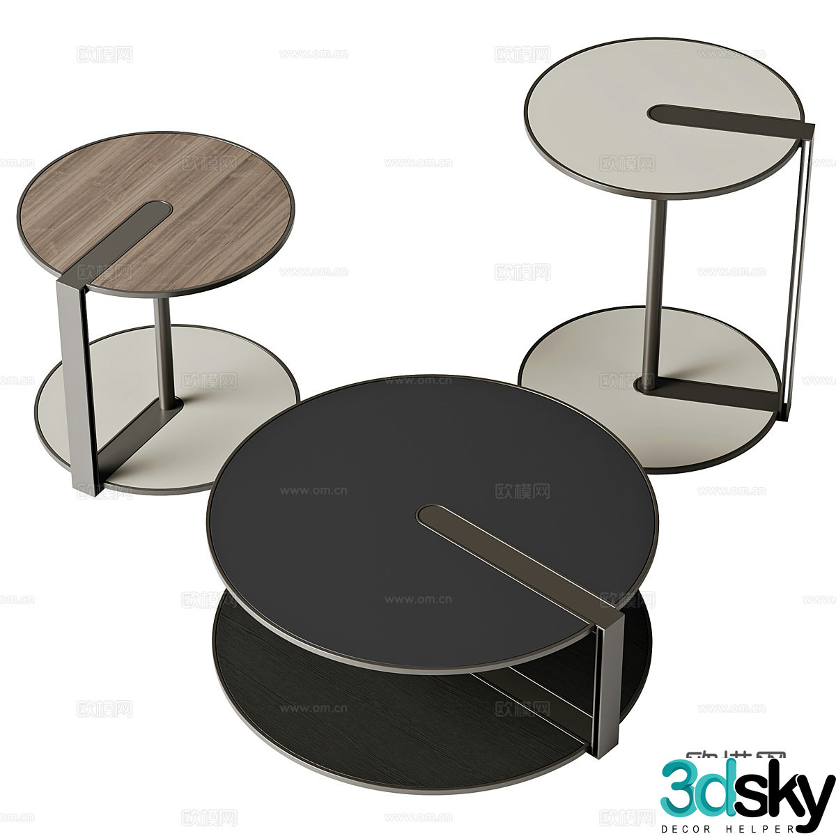 Coffee table combination round coffee table round side coffee table light luxury coffee table bedside side sofa 3D model