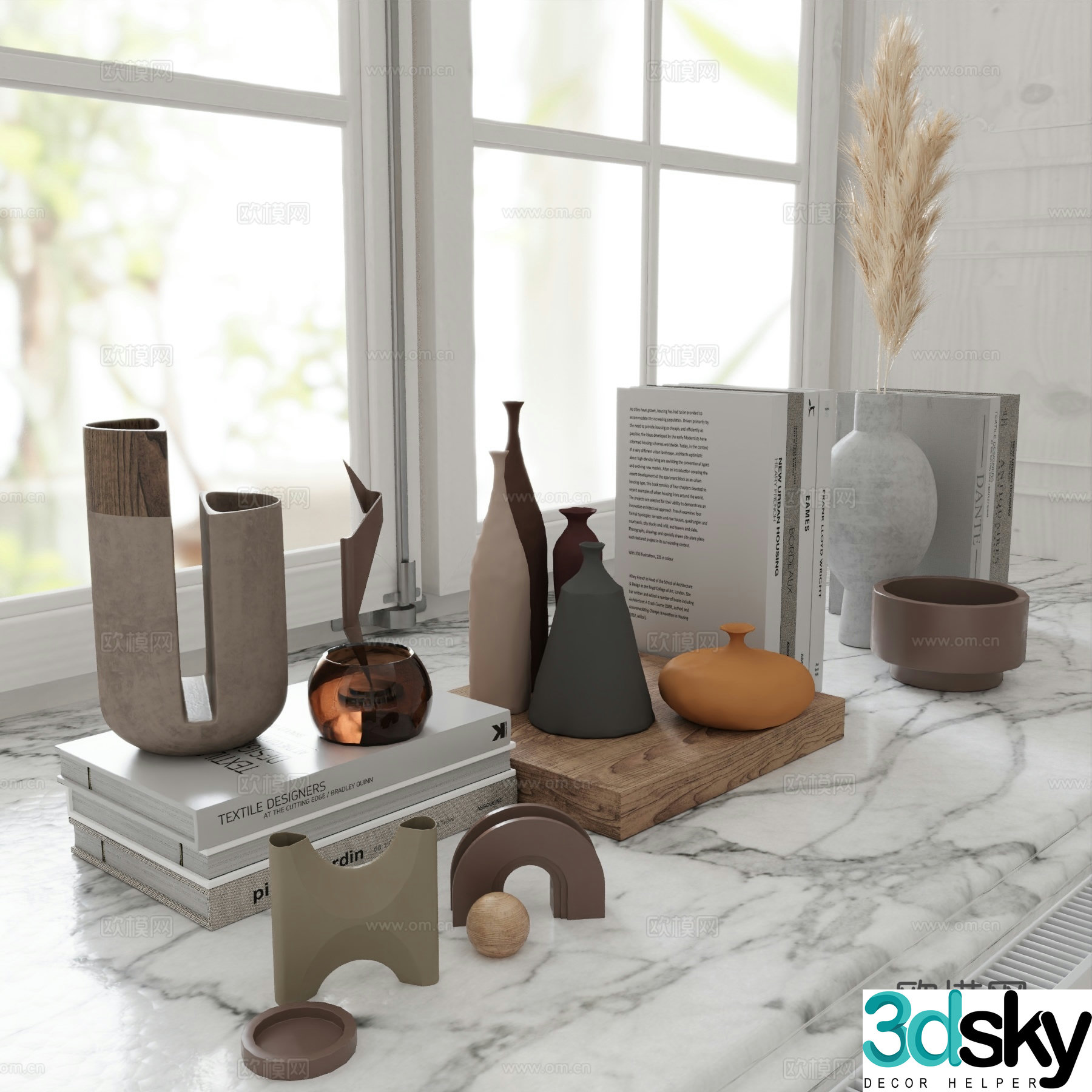 Modern ornament combination TV cabinet ornament sideboard ornament 3D model