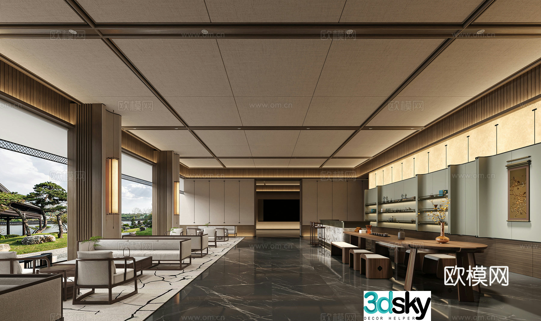 New Chinese sales office negotiation area 3D model
