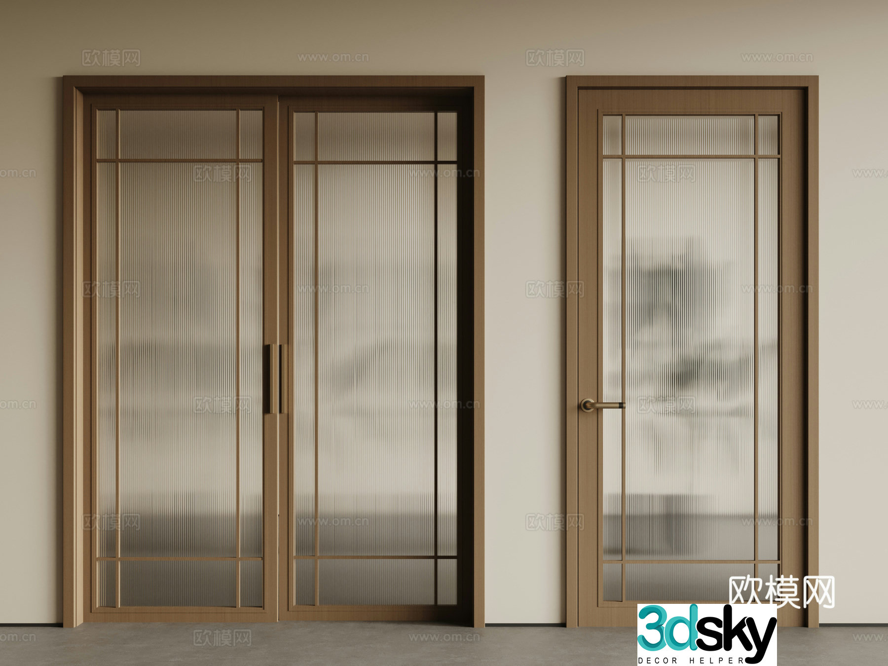 French glass door Changhong glass door French door combination 3D model
