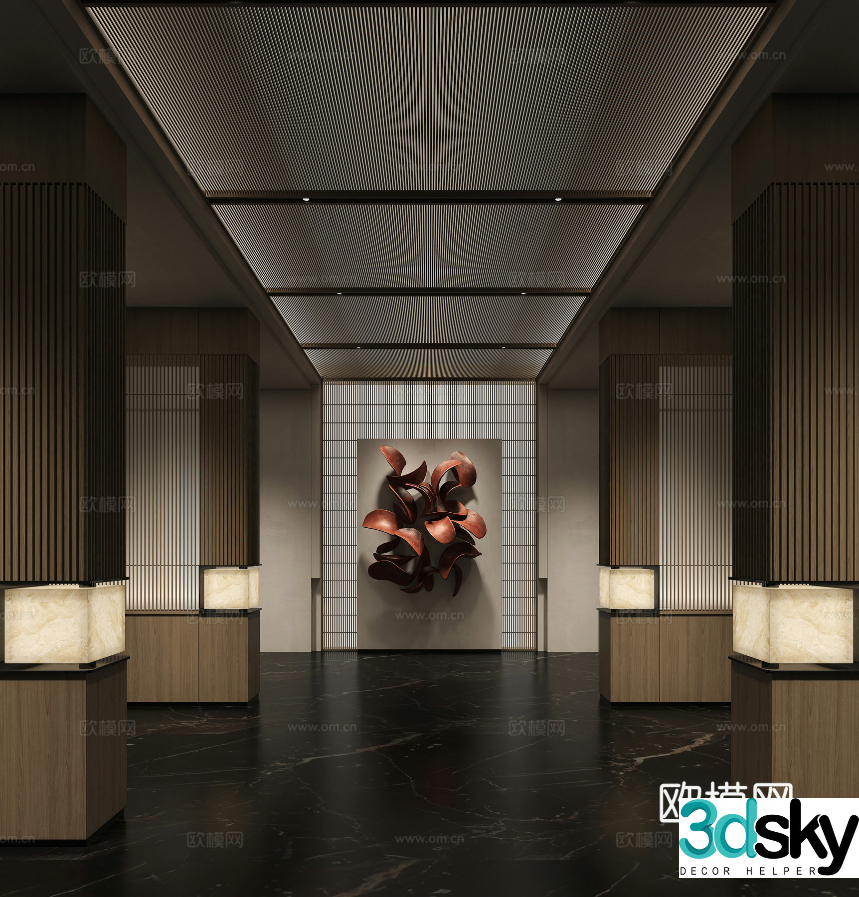 New Chinese style entrance hallway 3D model