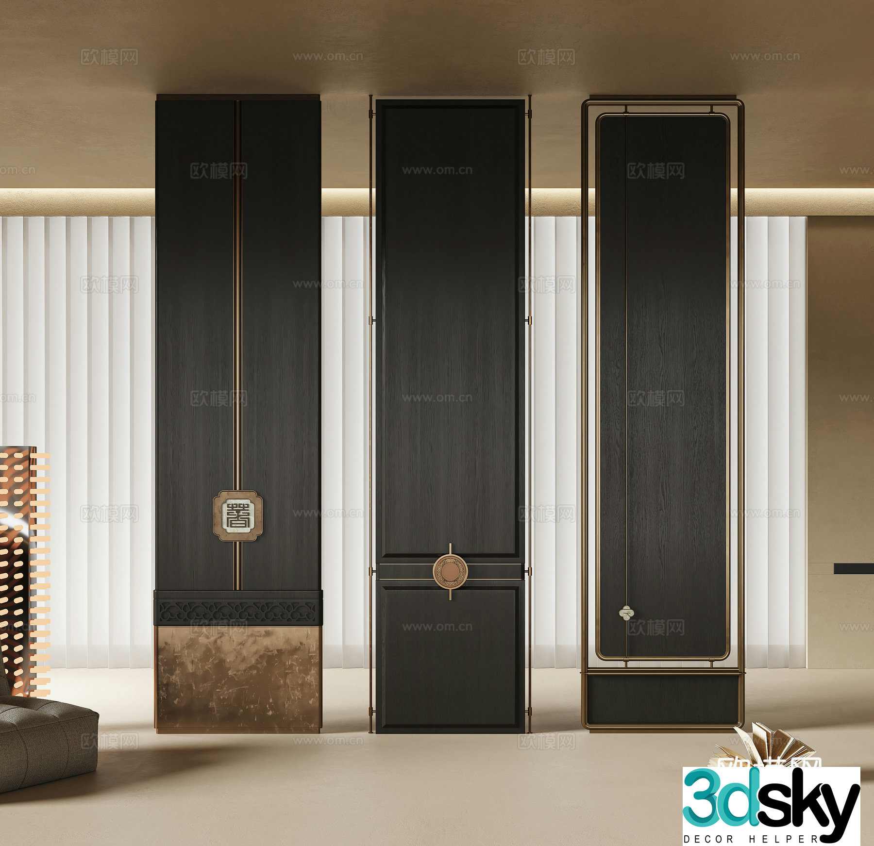 New Chinese hotel screen partition 3D model