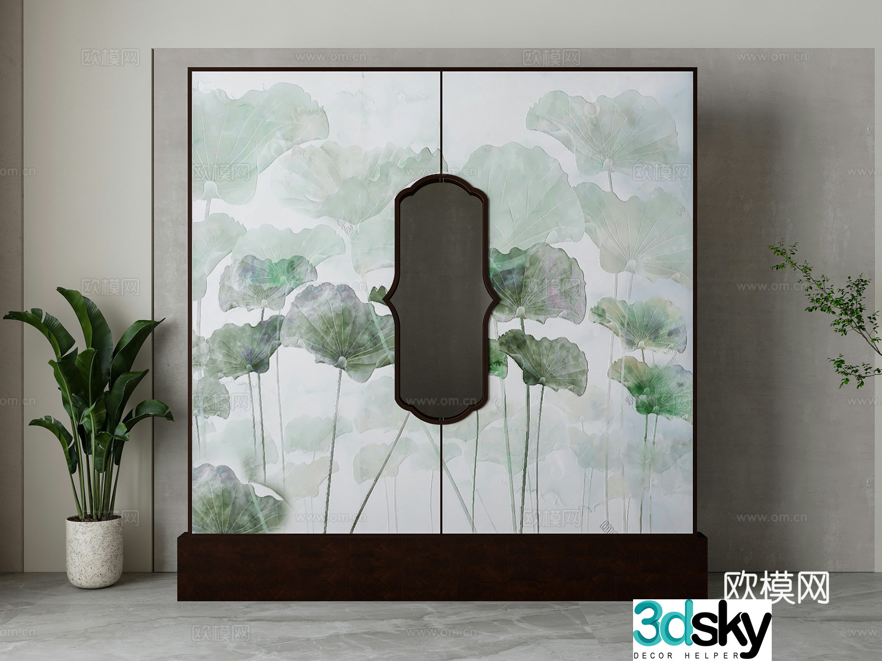 New Chinese style partition screen 3D model