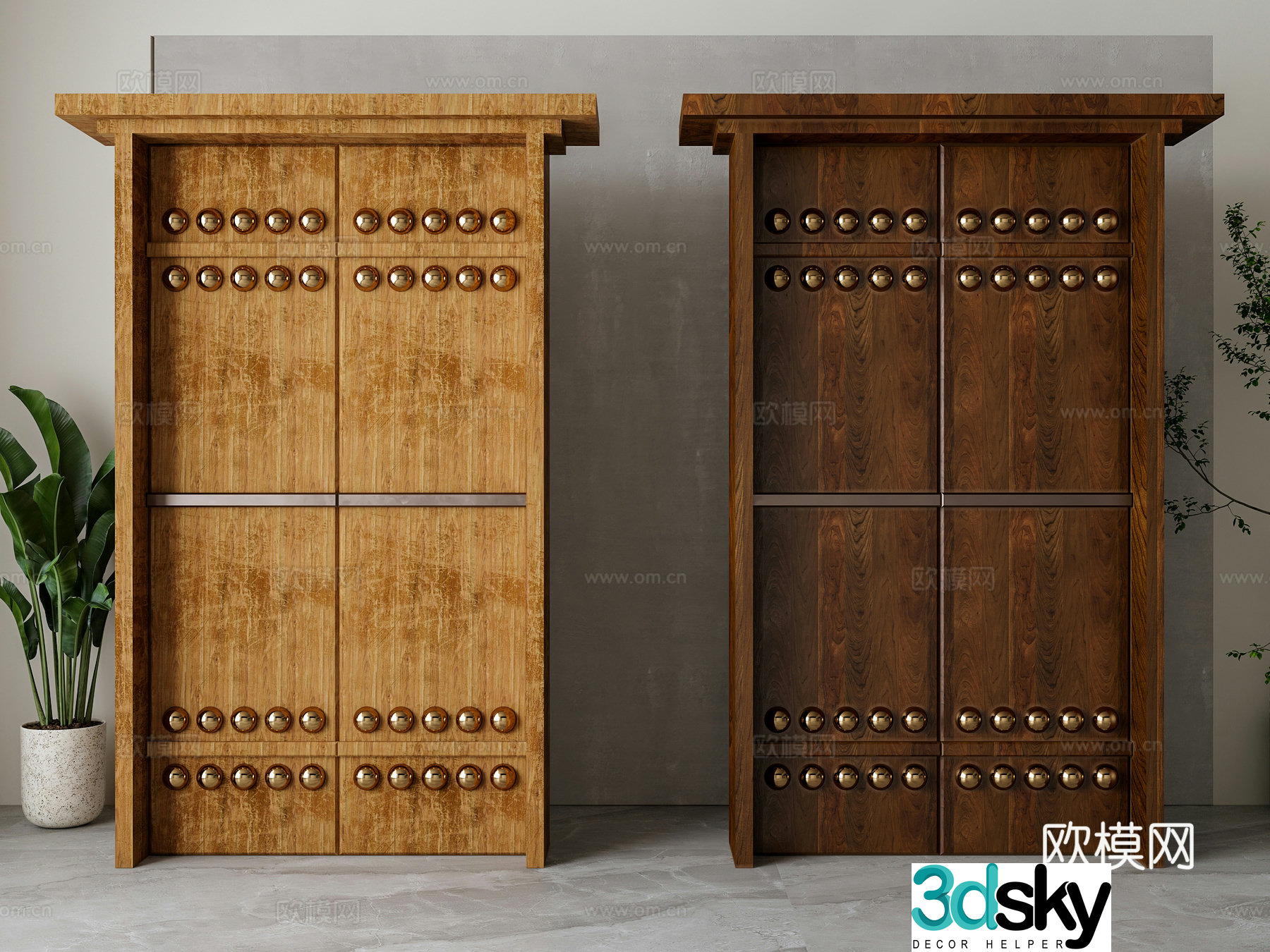 New Chinese double door 3D model