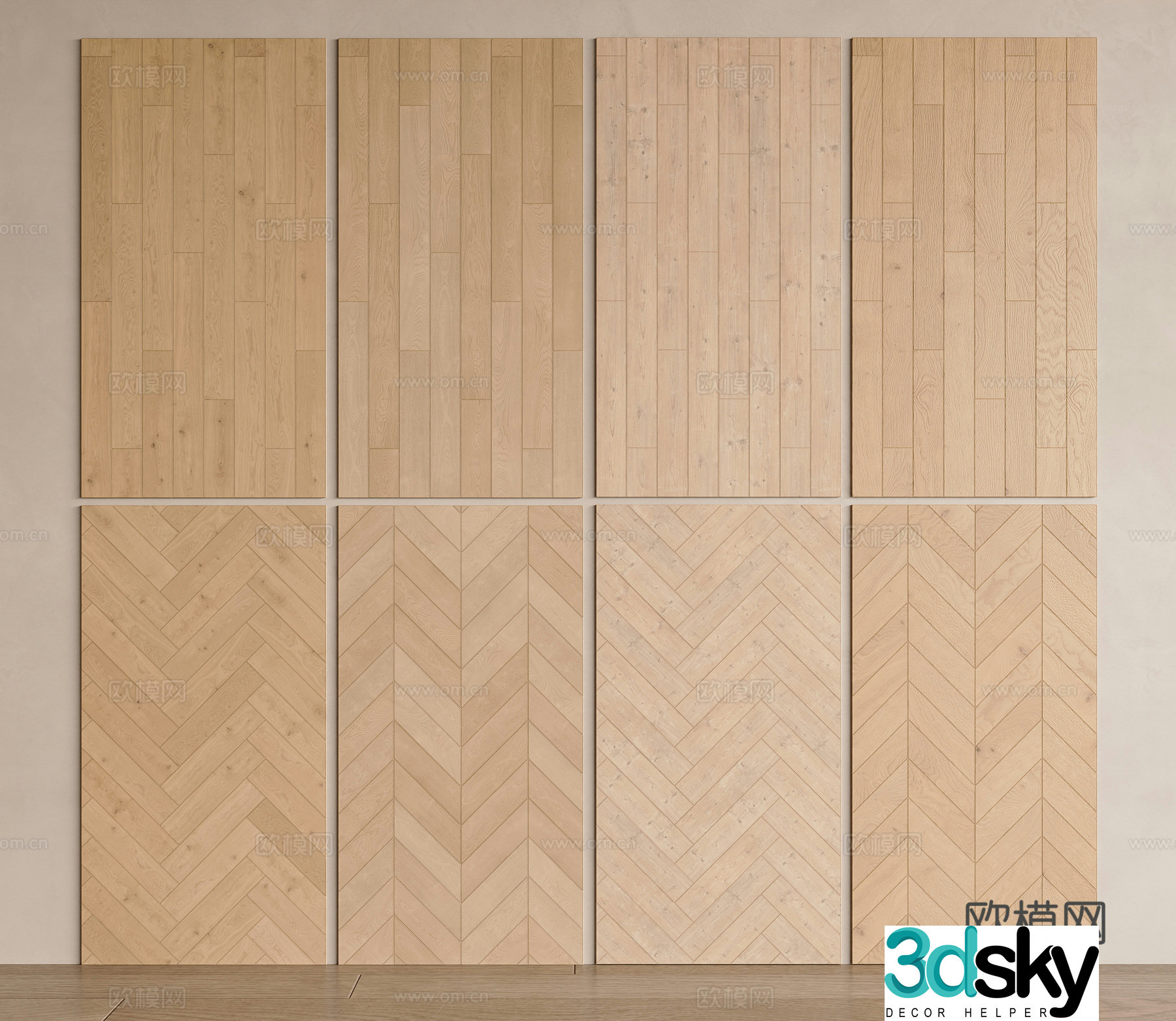 Modern floor solid wood floor herringbone wood floor fish bone wood floor wood grain brick 3D model