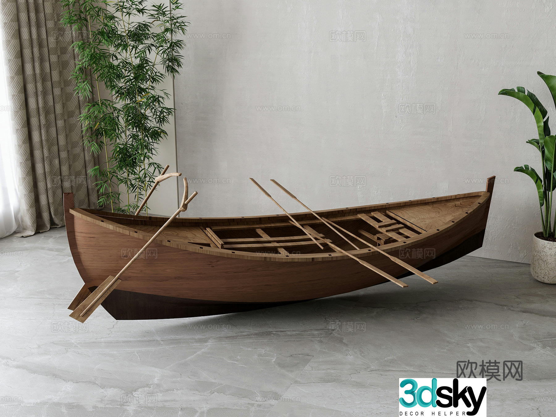 New Chinese wooden boat 3D model
