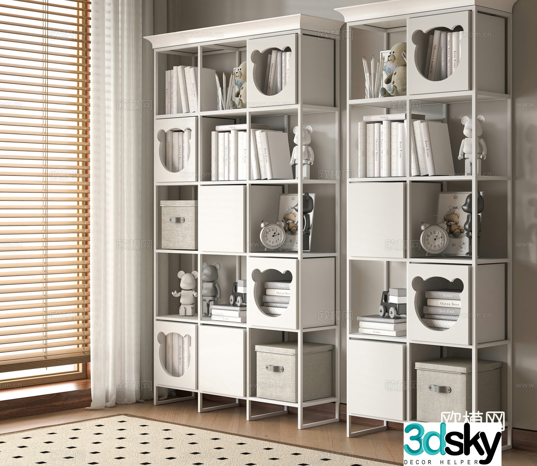 Modern children’s bookshelf 3d model