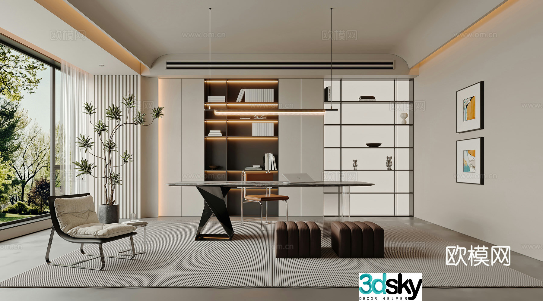 Modern study 3d model