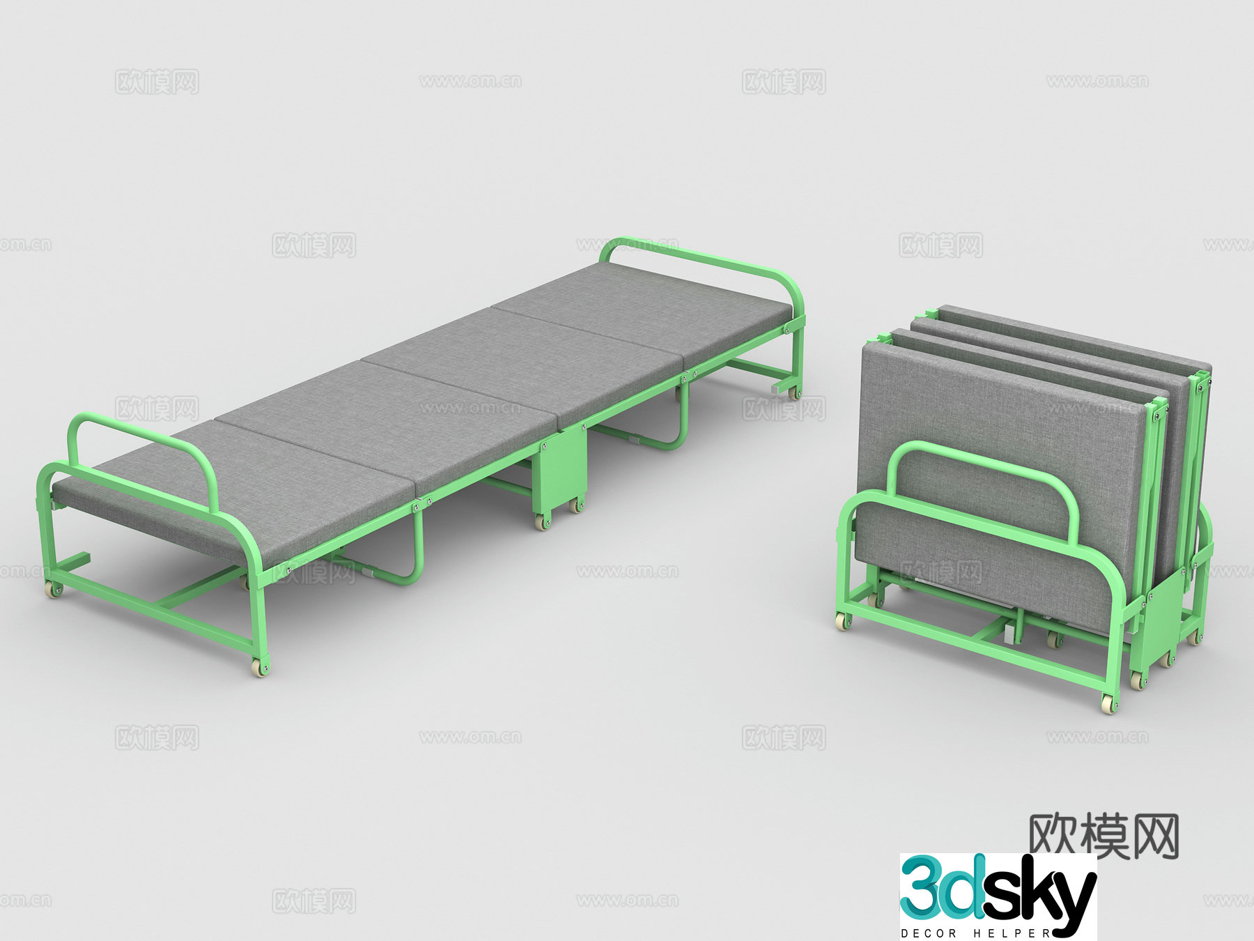 Folding bed Lunch bed Accompanying bed 3D model