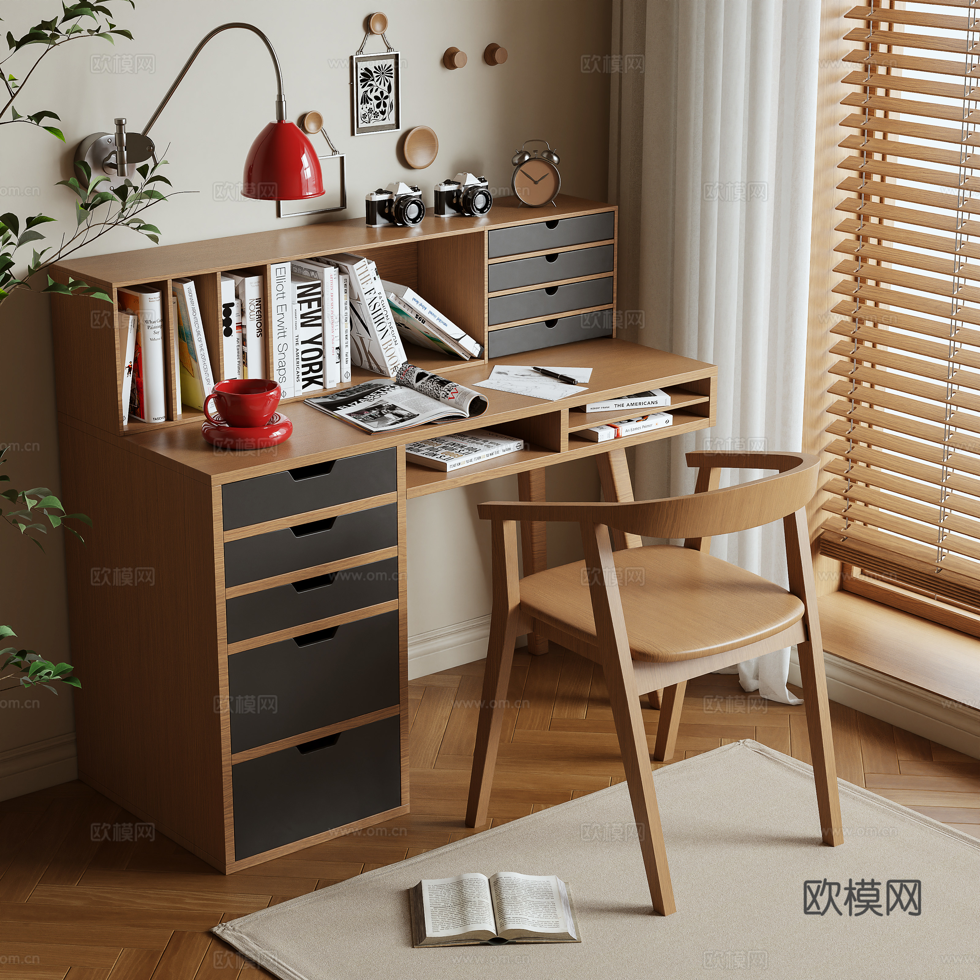 Middle-aged style desk 3d model