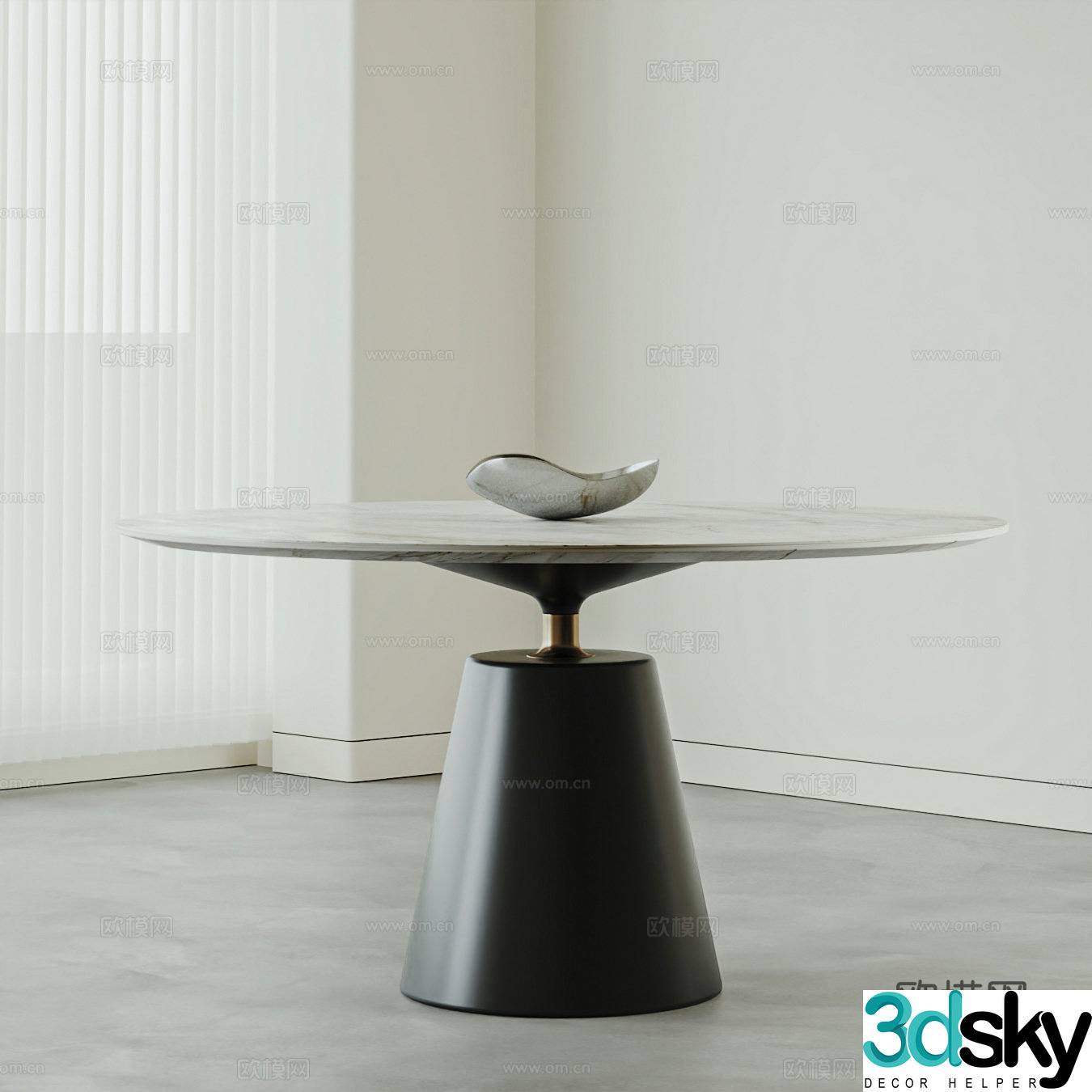 BAXTER Italian dining table round table stone round table UFO dining table rock slab dining table 3d model