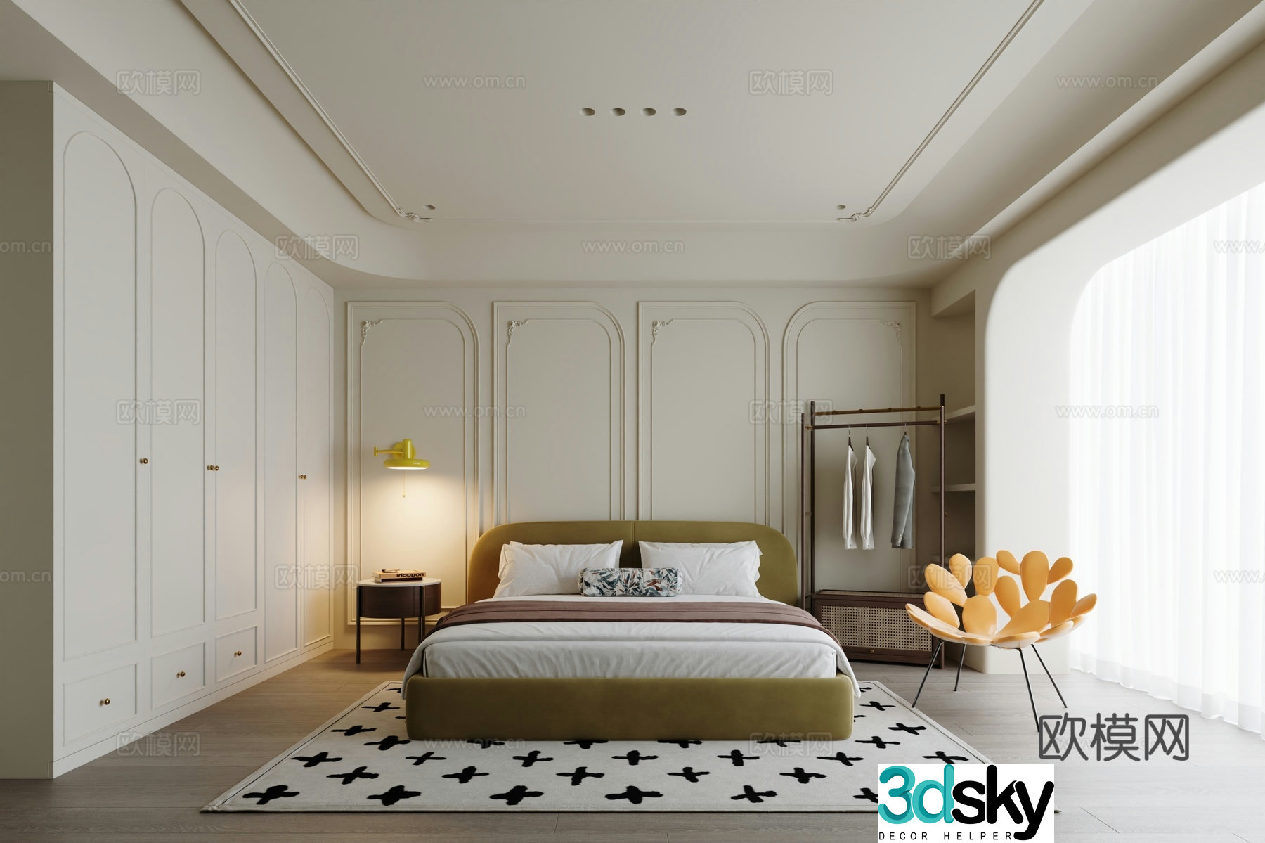 Cream French Home Bedroom Master Bedroom No Master Light Bedroom Superior Gray Bedroom Bedroom Clothes Rack 3D Model