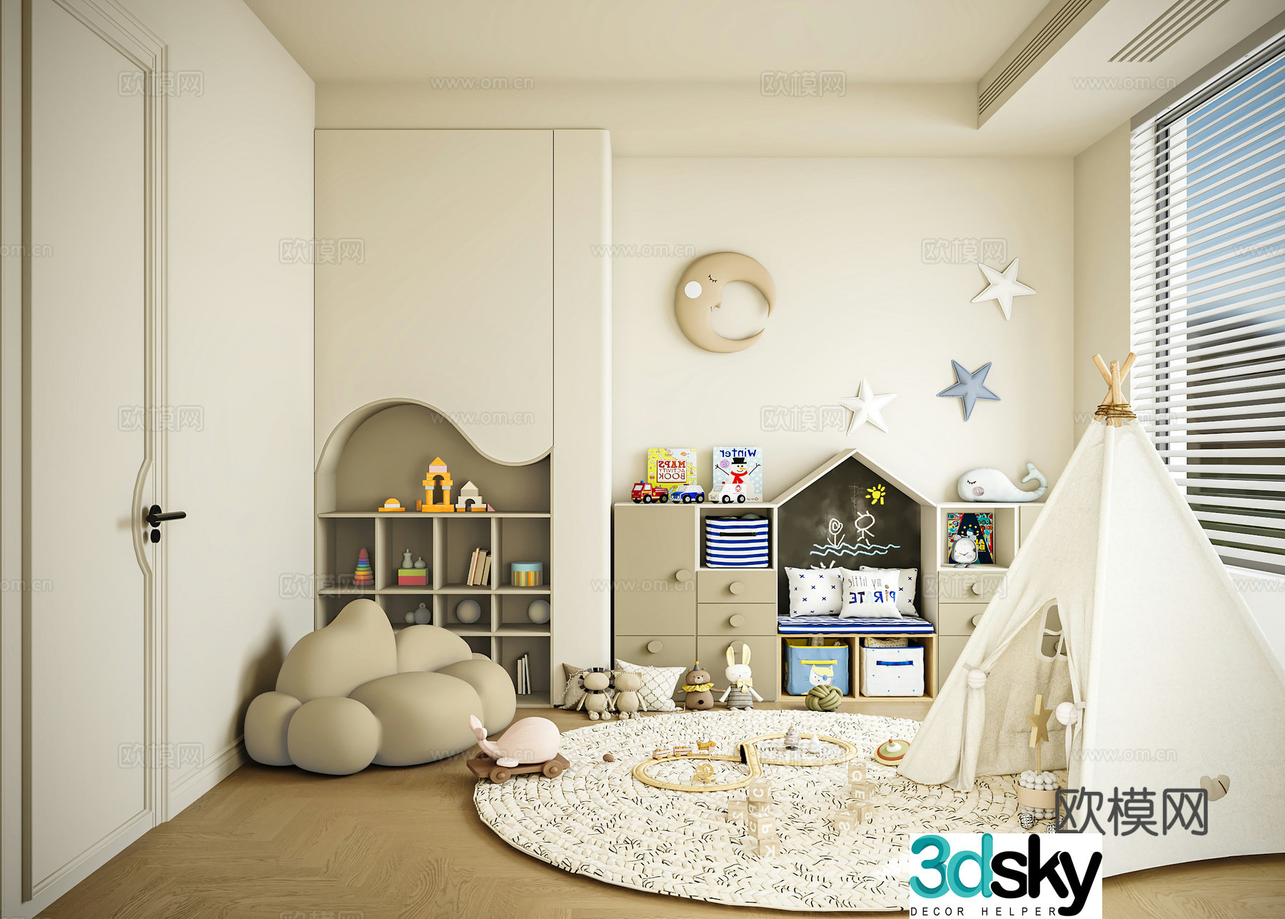 Modern children’s room play area 3D model