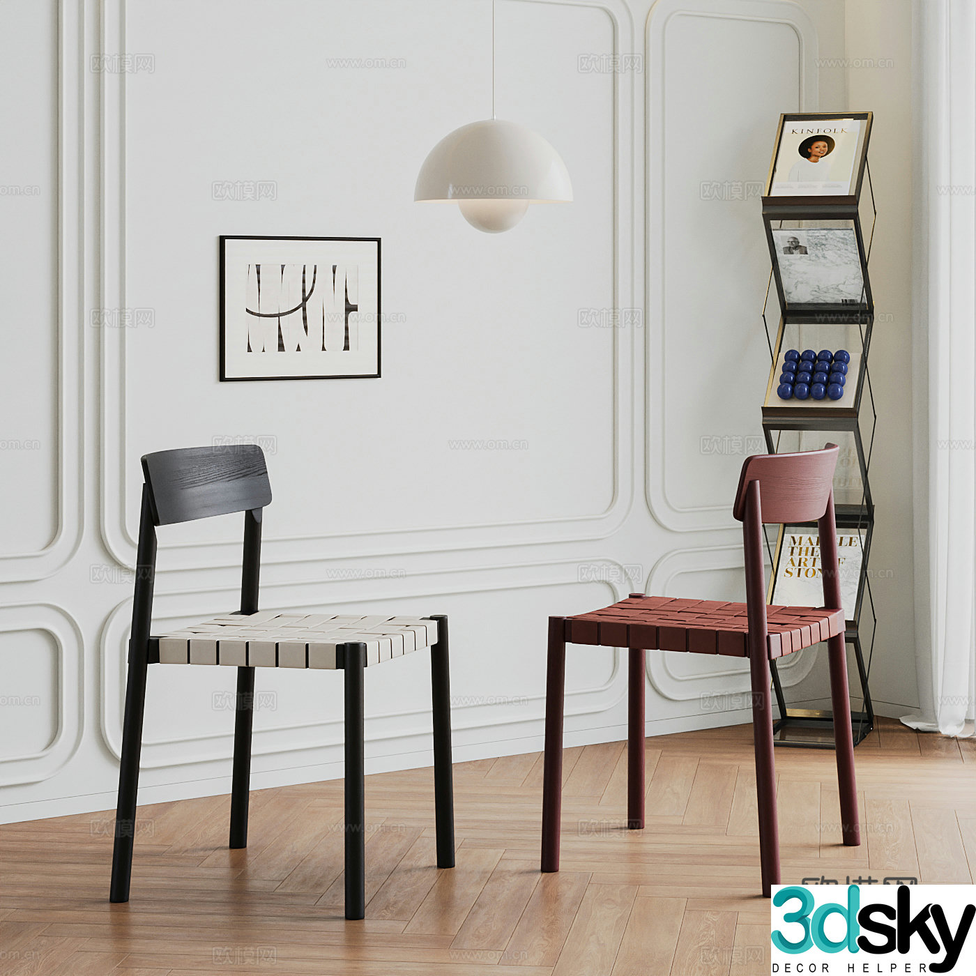 Tradition Medium style dining chair combination Smoked oak Bookshelf Bookchair 3D model