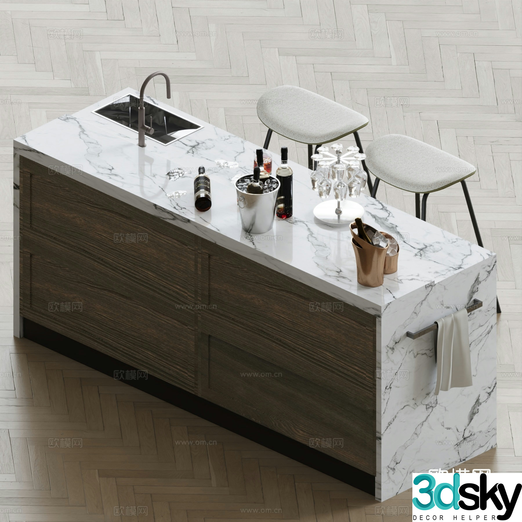 Modern bar water bar bar 3d model