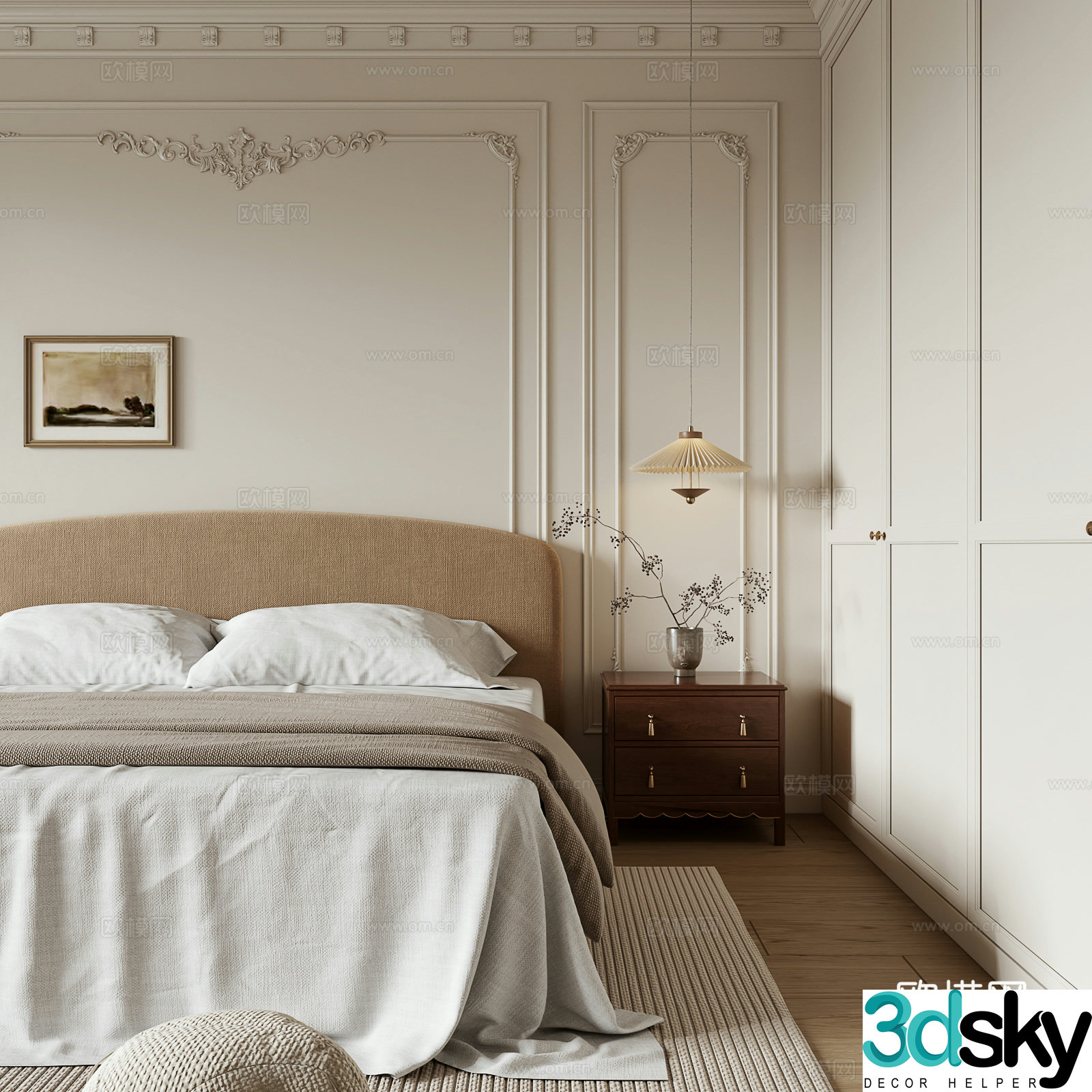 French medieval style bedroom 3d model