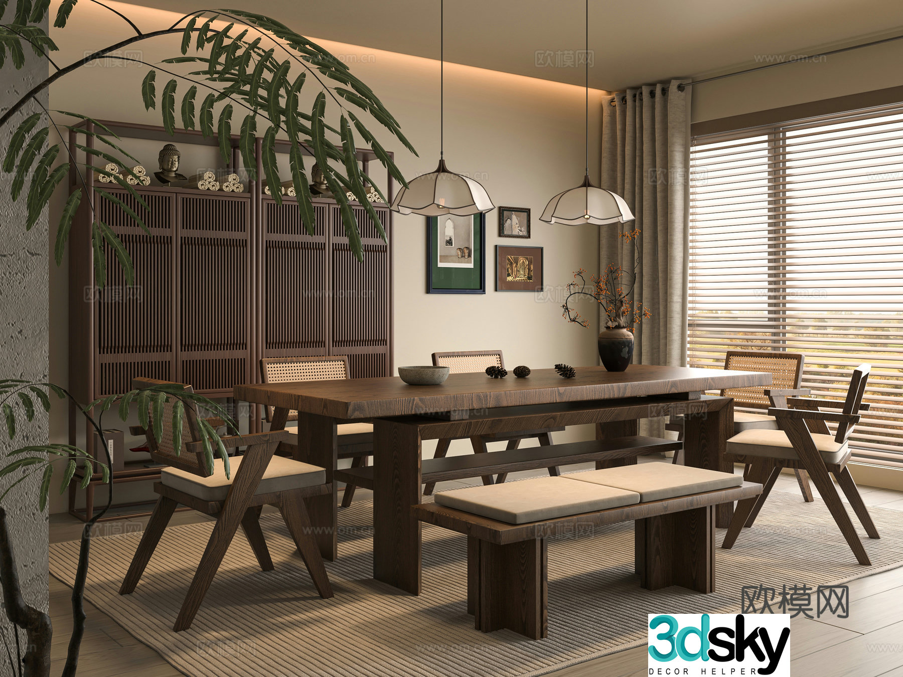 Middle-aged tea room 3D model