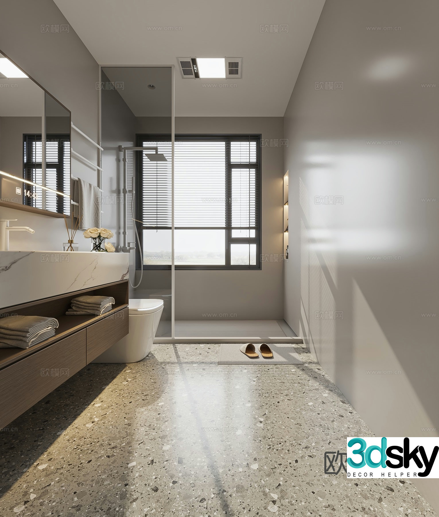 Modern bathroom bathroom cabinet washbasin mirror cabinet toilet shower room 3D model