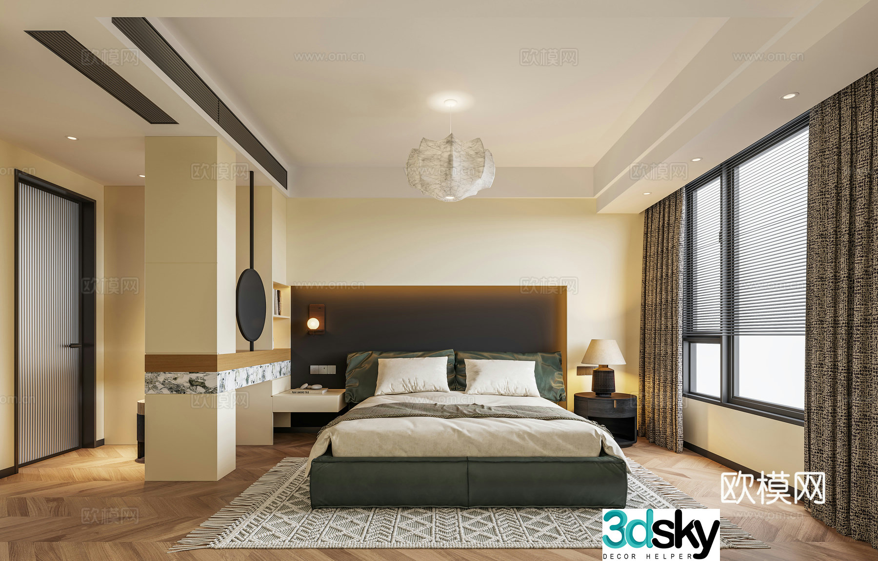 Creamy Master Bedroom 3d Model